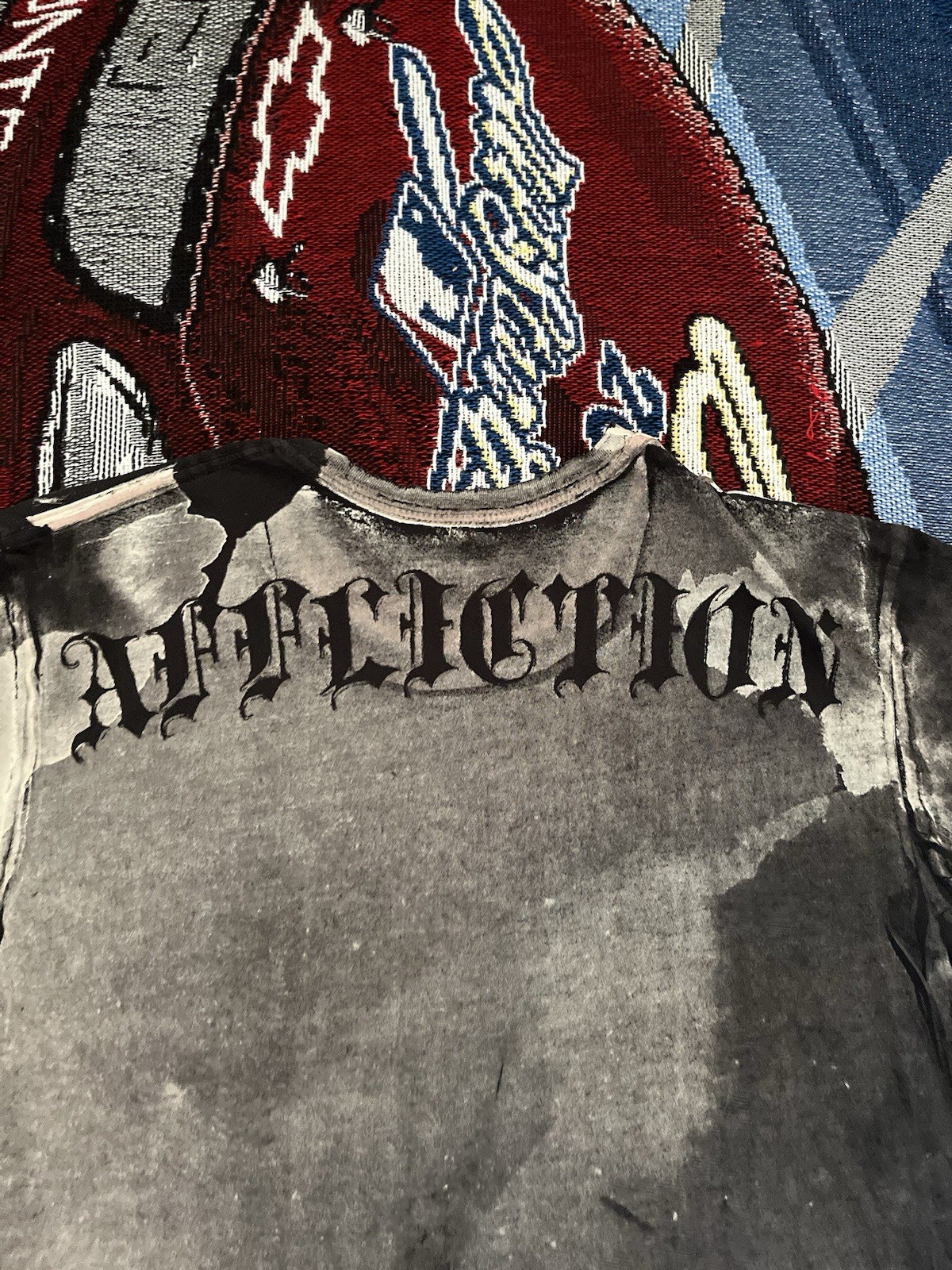 Affliction Puppet Master Shirt Angels vs Demons Gray Men’s XL Rare Y2K