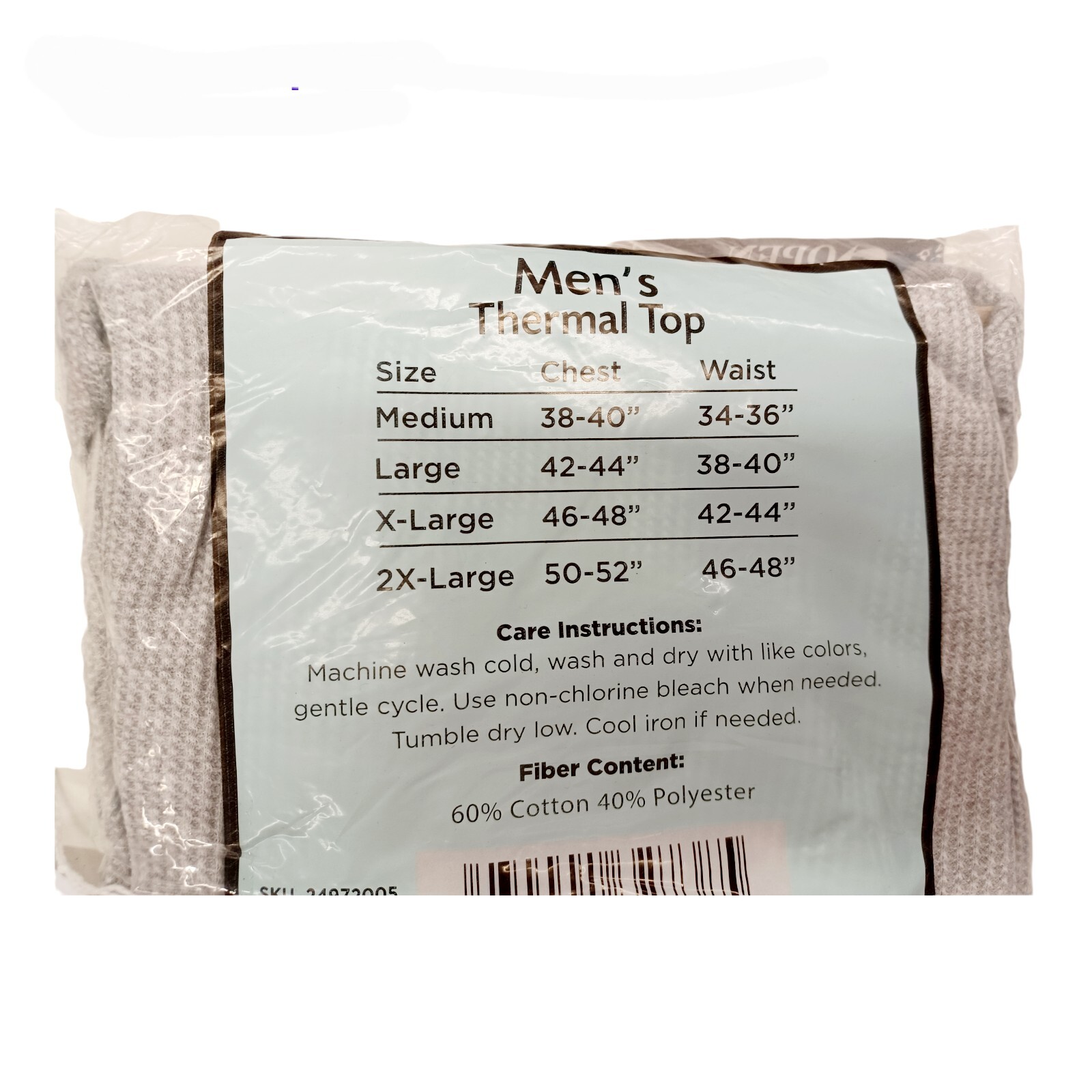 Open Trails Thermal Underwear Top-2XL-Men’s Gray Base Layer