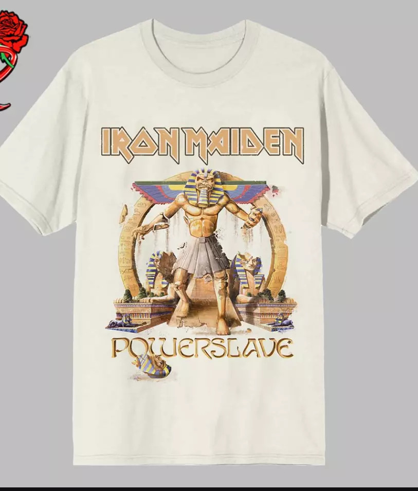 Iron Maiden Powerslave Album 40 Anniversary Pharaoh Ivory Unisex T-Shirt