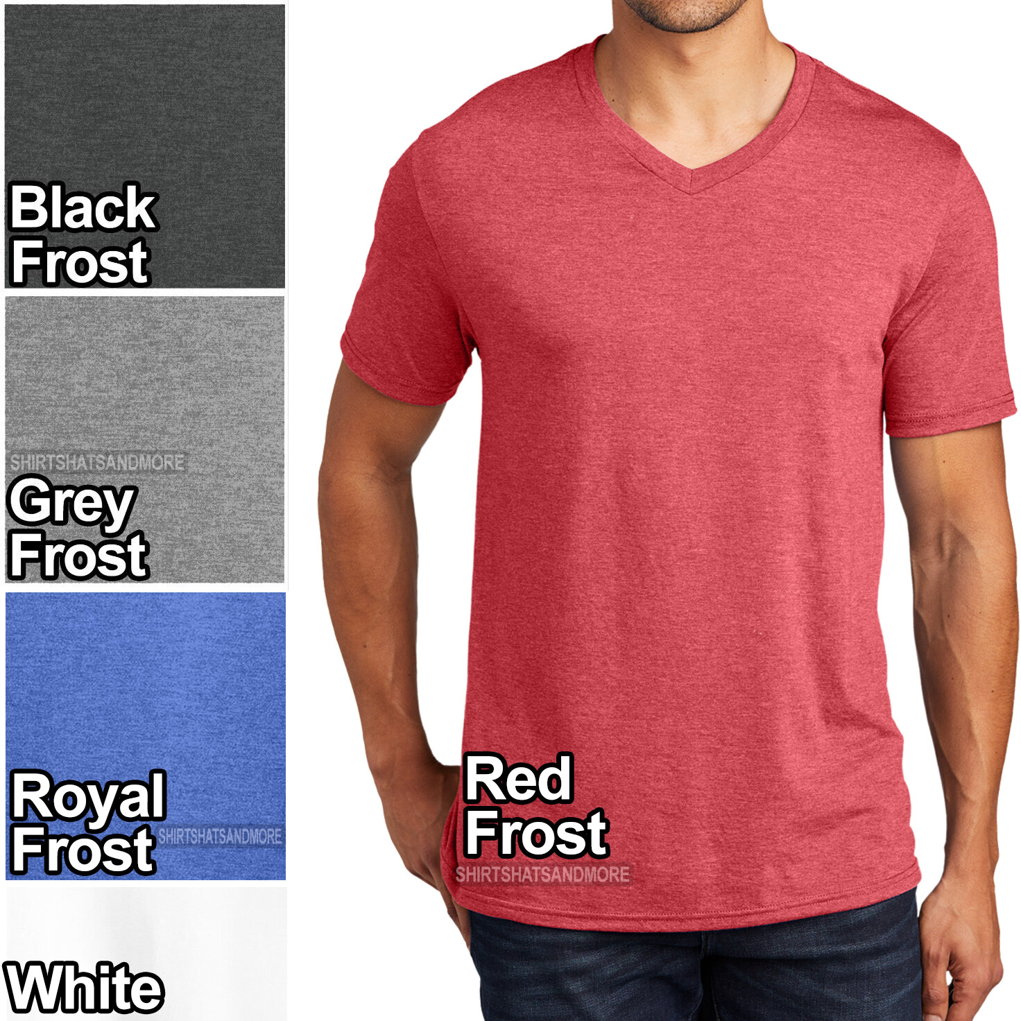 Mens Comfort Tri Blend V-Neck T Shirt Short Sleeve Tee XS-XL 2XL, 3XL, 4XL NEW