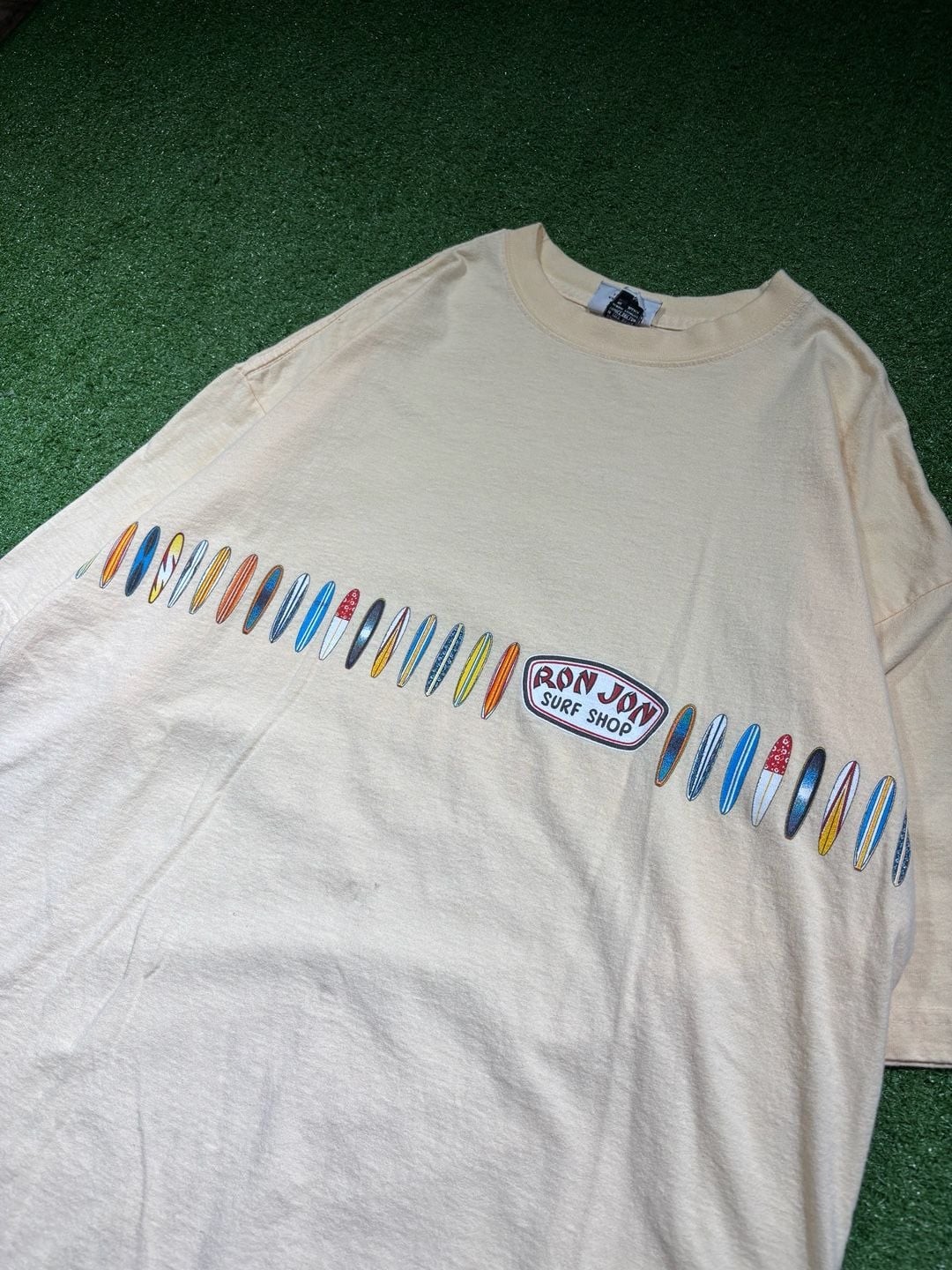 Vintage 90s Ron Jon Surf Shop wrap around Multi Surfboard made in USA T-Shirt