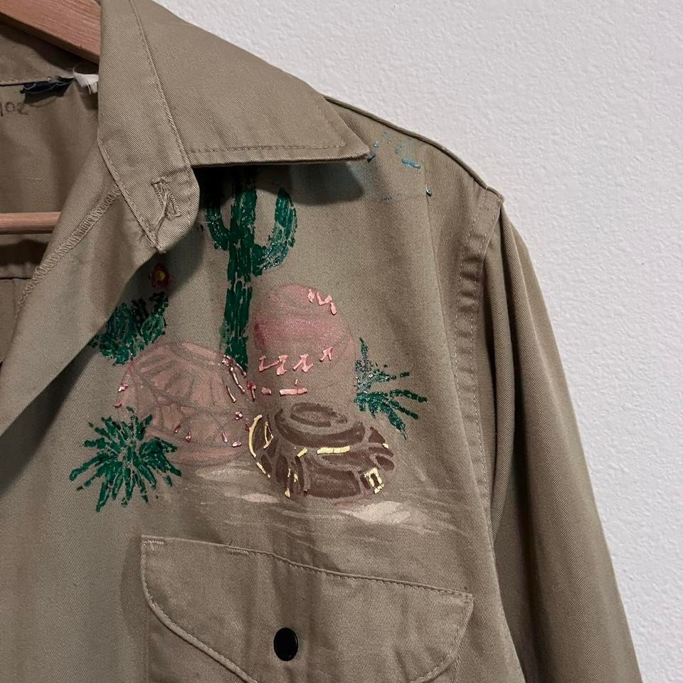 Vintage Western Hand Painted Button Up Shirt 70s True Vintage Native Size Large