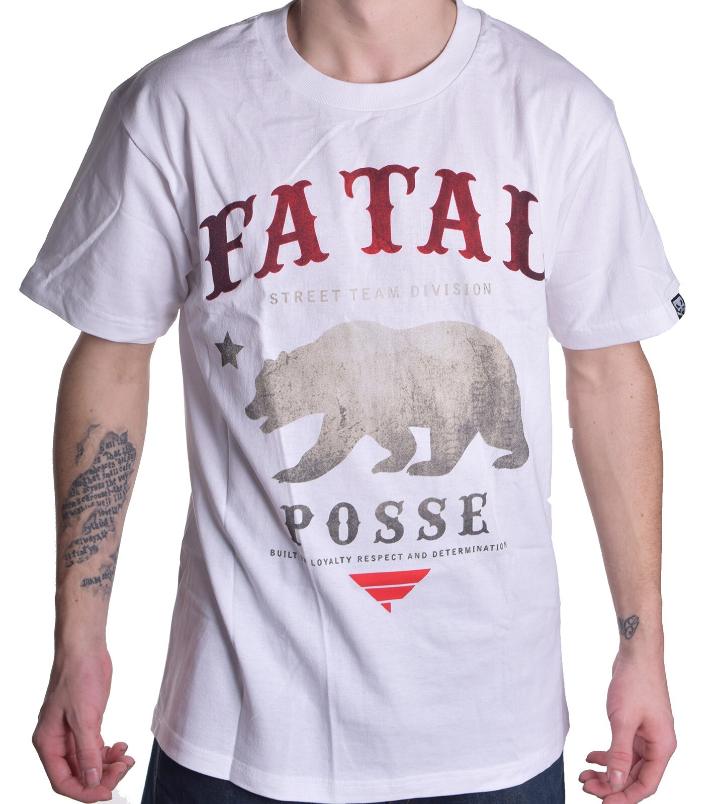 Fatal Clothing Mens White Bear Street Team Posse Tee Shirt Large