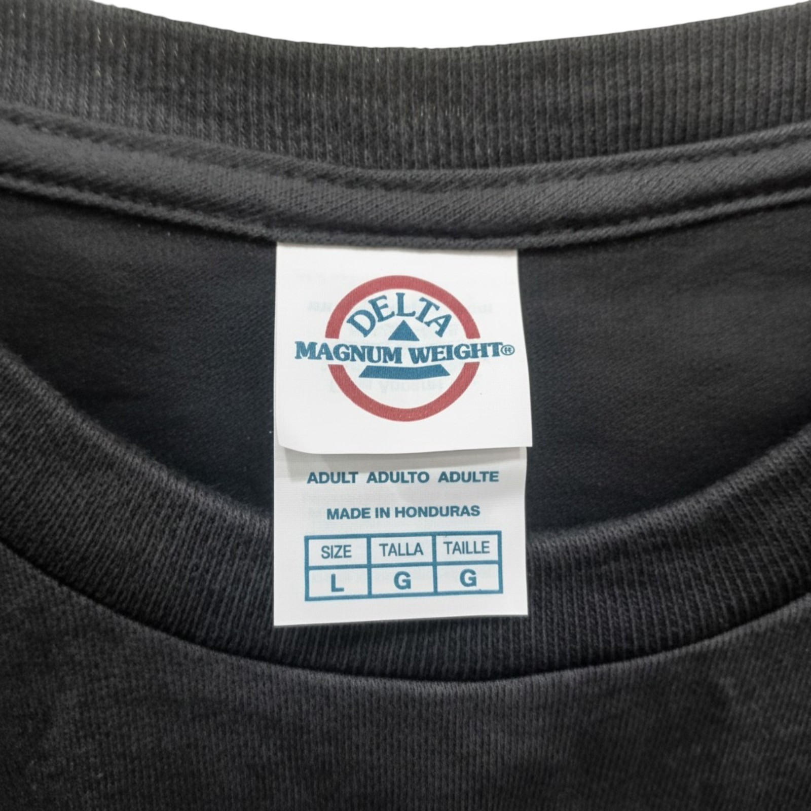 5 PK Delta Magnum Weight Black Pocket T-Shirts Adult Large Preshrunk Cotton