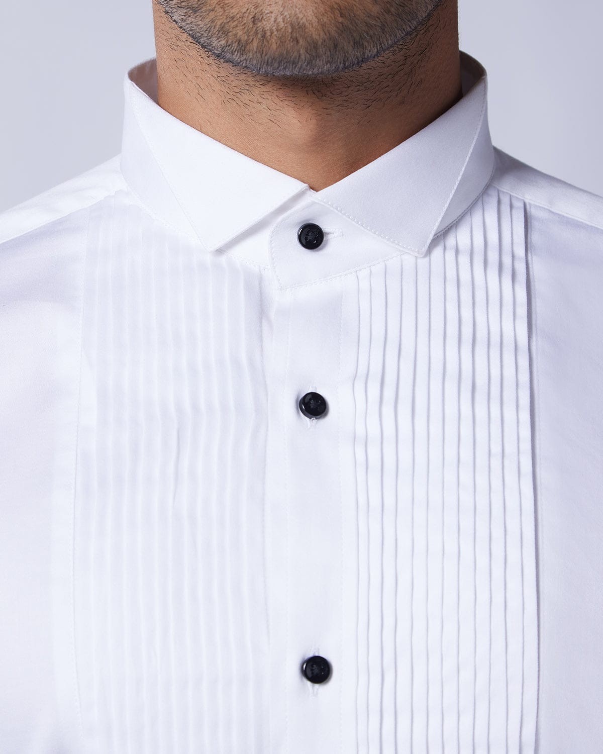 Classic White Pleated Tuxedo Shirt for Men – Formal Wedding & Black Tie Dress Sh