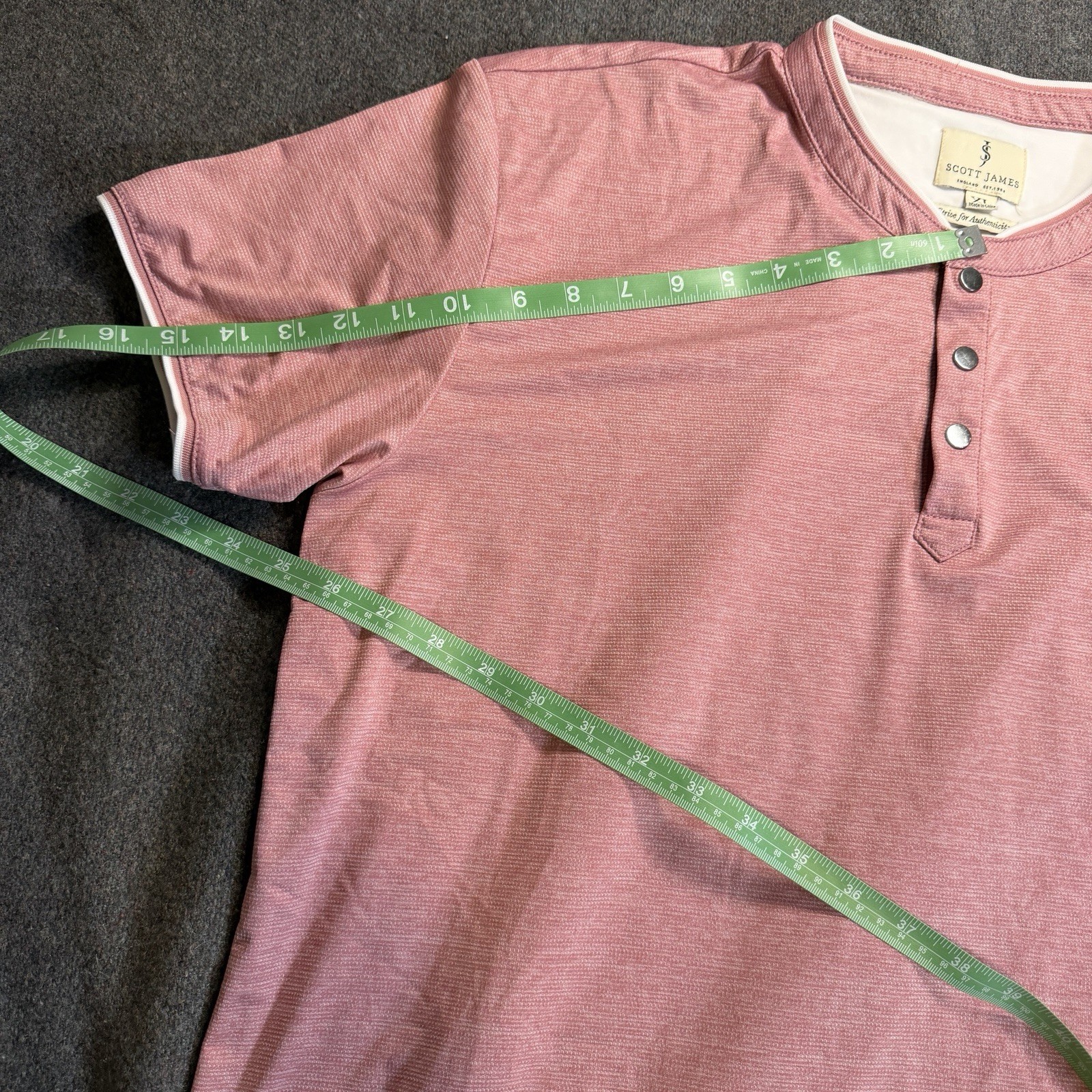 Scott James Men’s XL Pink Solid Henley Short Sleeve Chest Pocket T-Shirt