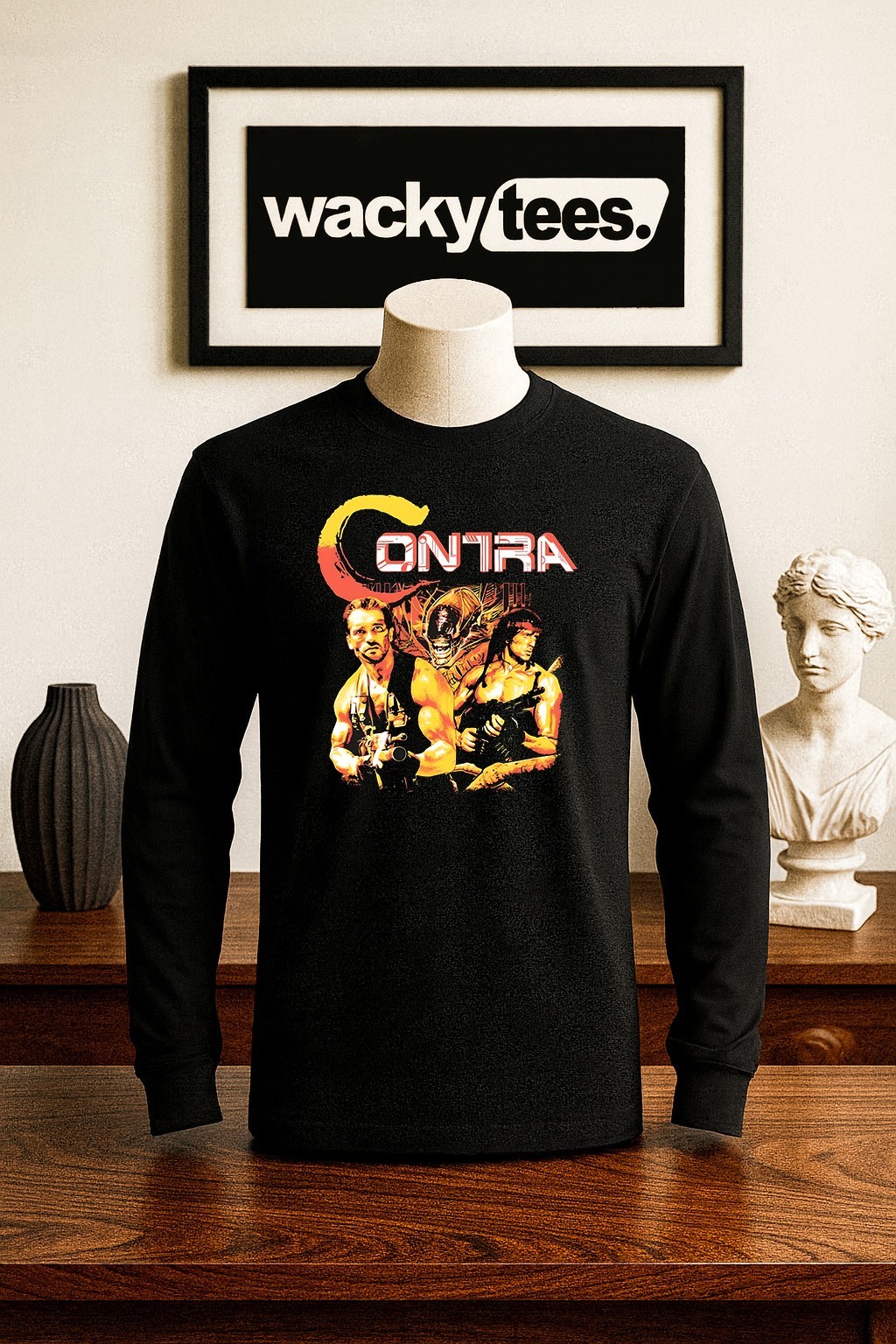 Contra War 80s Schwarzenegger Stallone Gaming NES Cover Graphic Tee Shirt