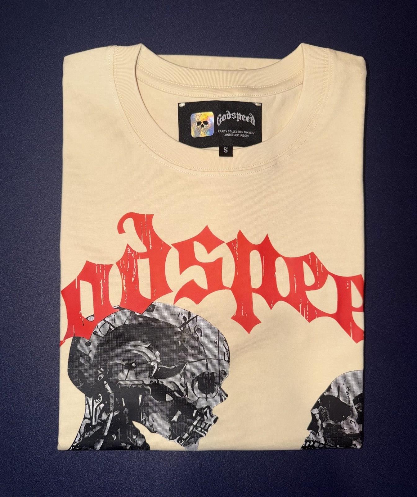 Godspeed Skeleton Holding Skull Tee Cream Size S 🔥☠️🤍 [ Free Shipping ]