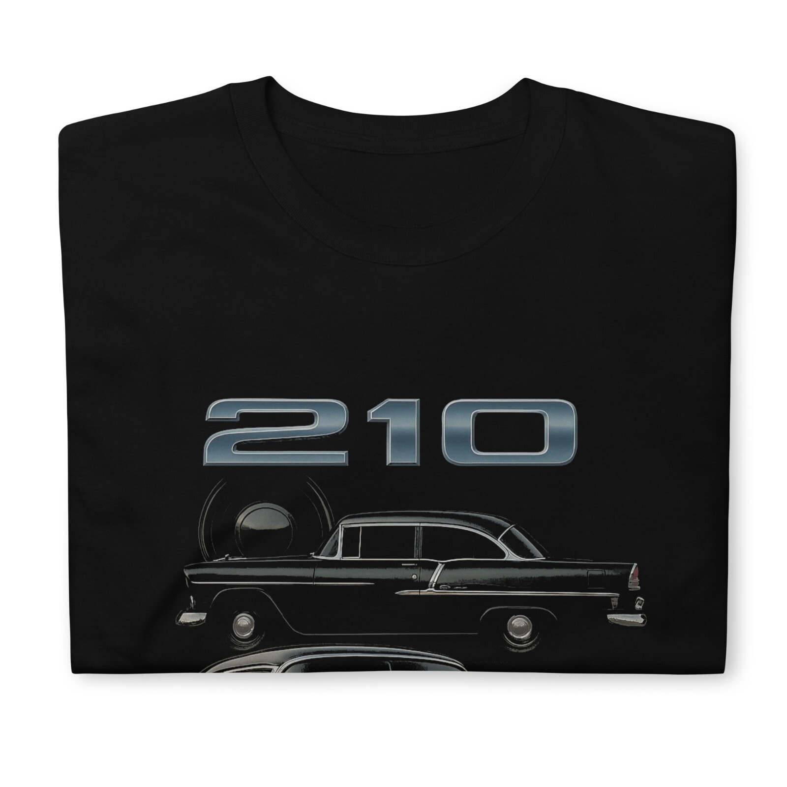 1955 Chevy 210 Classic Car T-Shirt – Vintage Black Hot Rod Graphic Tee