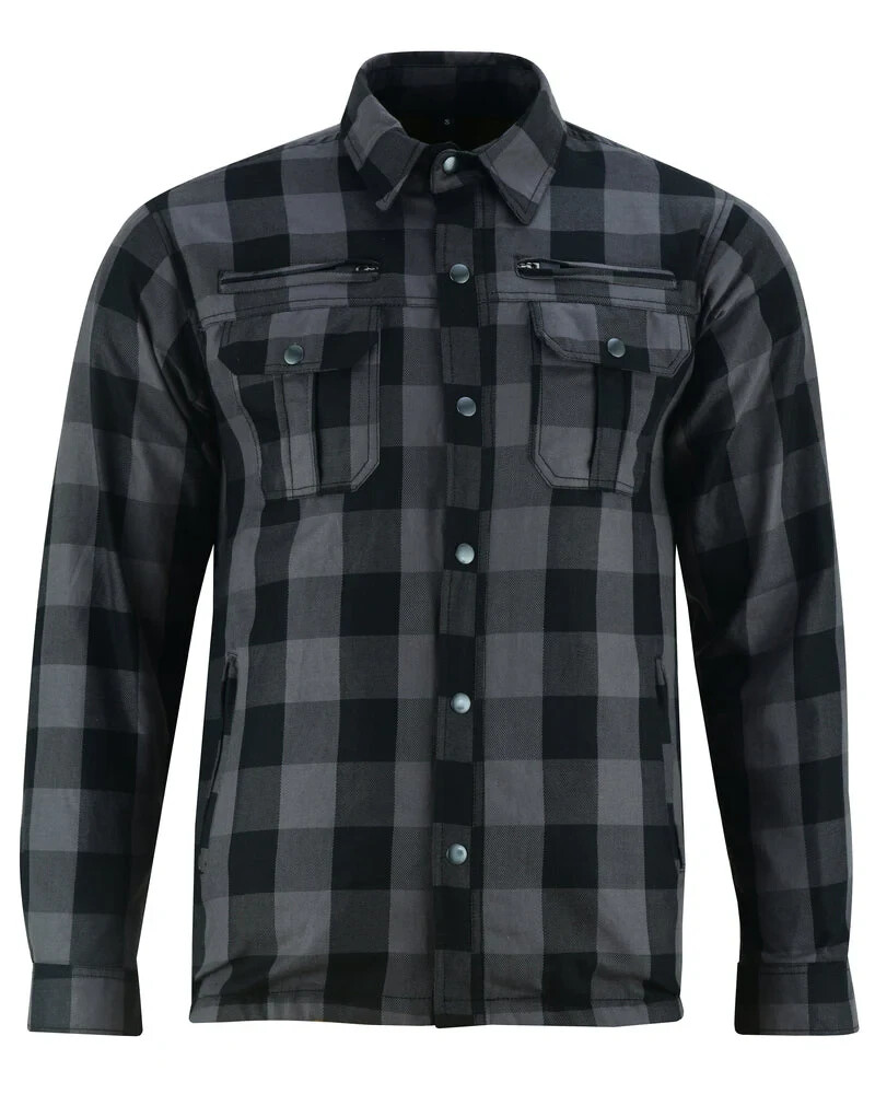 Men’s Motorcycle Shirt All Season Sporty Concealed Flannel Shirt Water Resistant