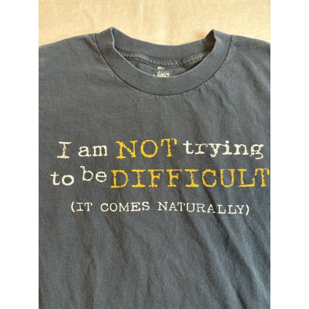 Ink inc I Am Not Trying to Be Difficult Blue Short Sleeve Shirt Men’s XXL *