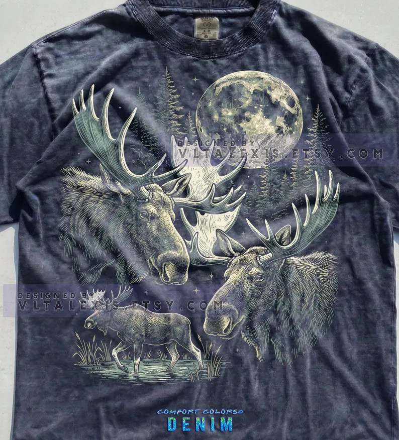 Moose Wildlife Nature Animal Lover Forest Outdoors Camping Comfort Tee