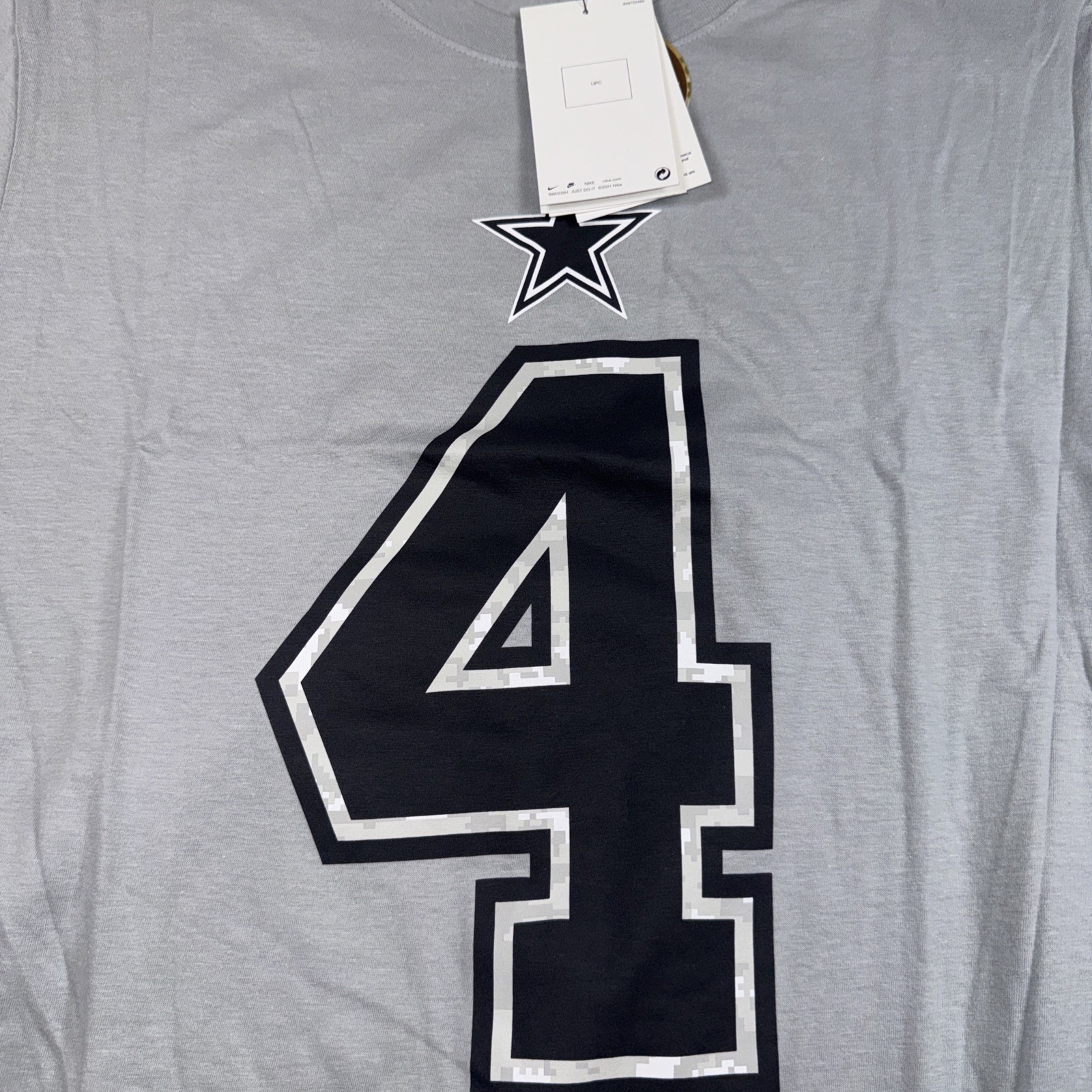 Nike Dallas Cowboys Dak Prescott Mens XL Grey Salute to Service T-Shirt