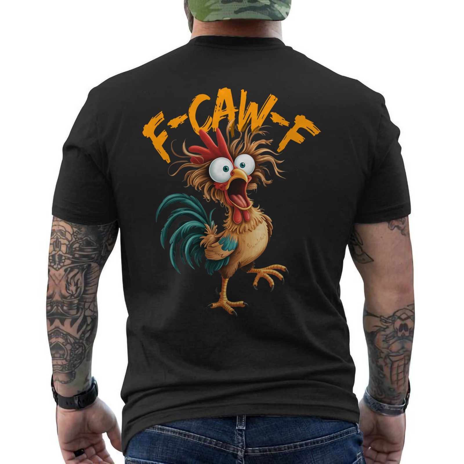 F Caw F Rooster Funny Bird Chicken Whisperer Fawk F Awk F ON BACK T-Shirt