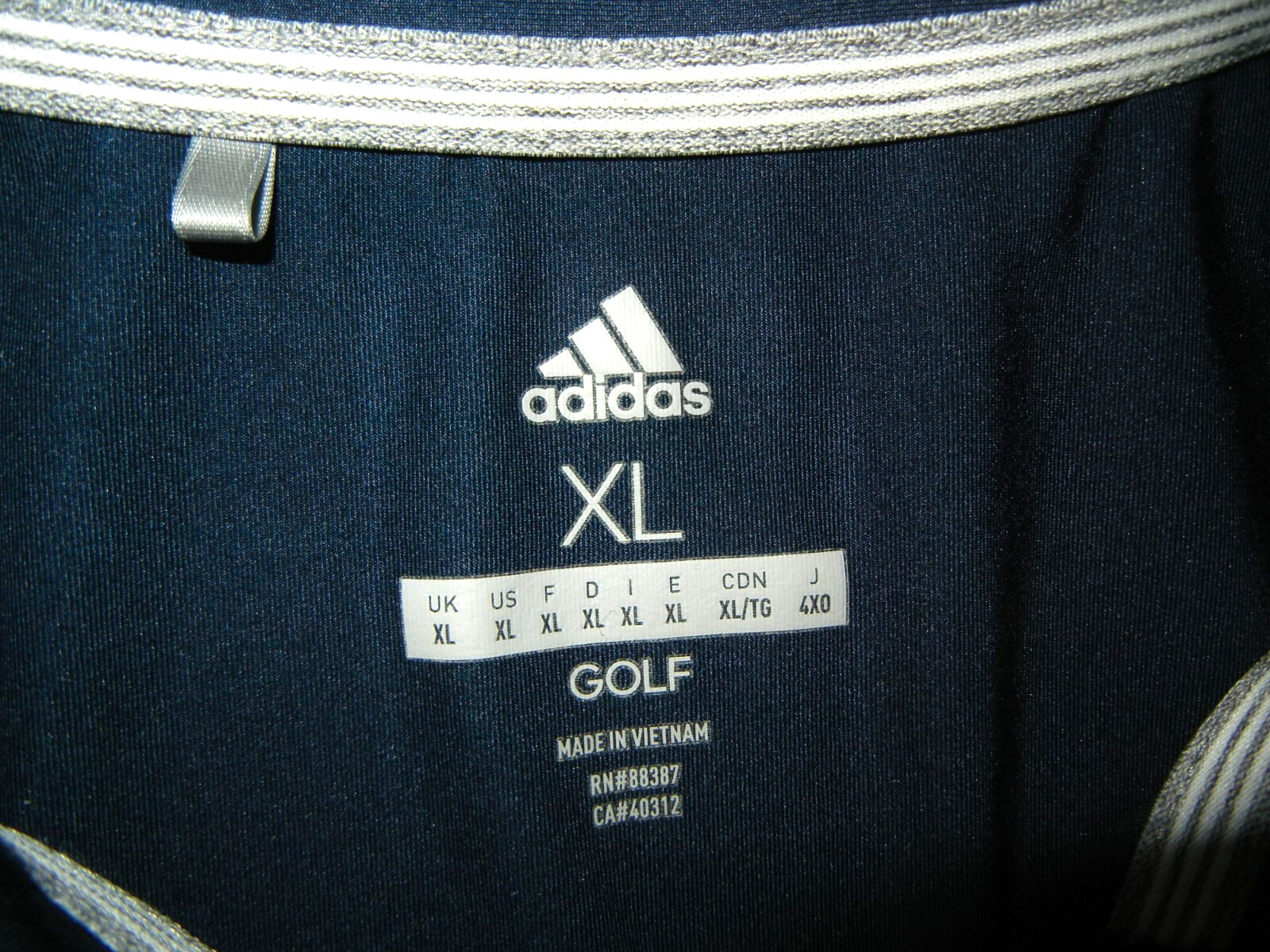 ADIDAS Navy Blue Poly/Spandex GOLF COURSE POLO Summer Athletic Gym Shirt Men XL