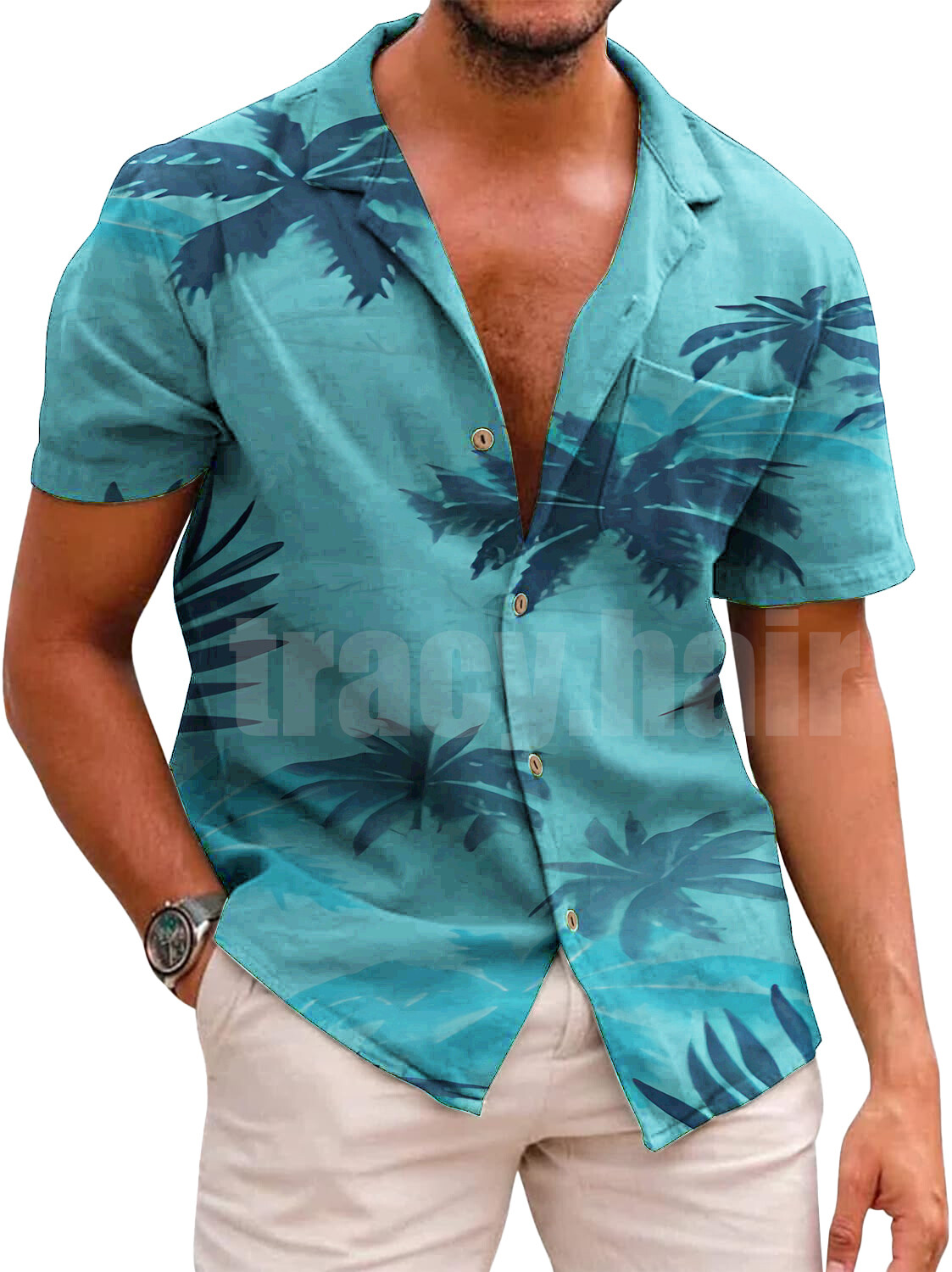 Hawaiian Shirts Men Tropic Summer Casual Beach Button Down Cruise Holiday Party