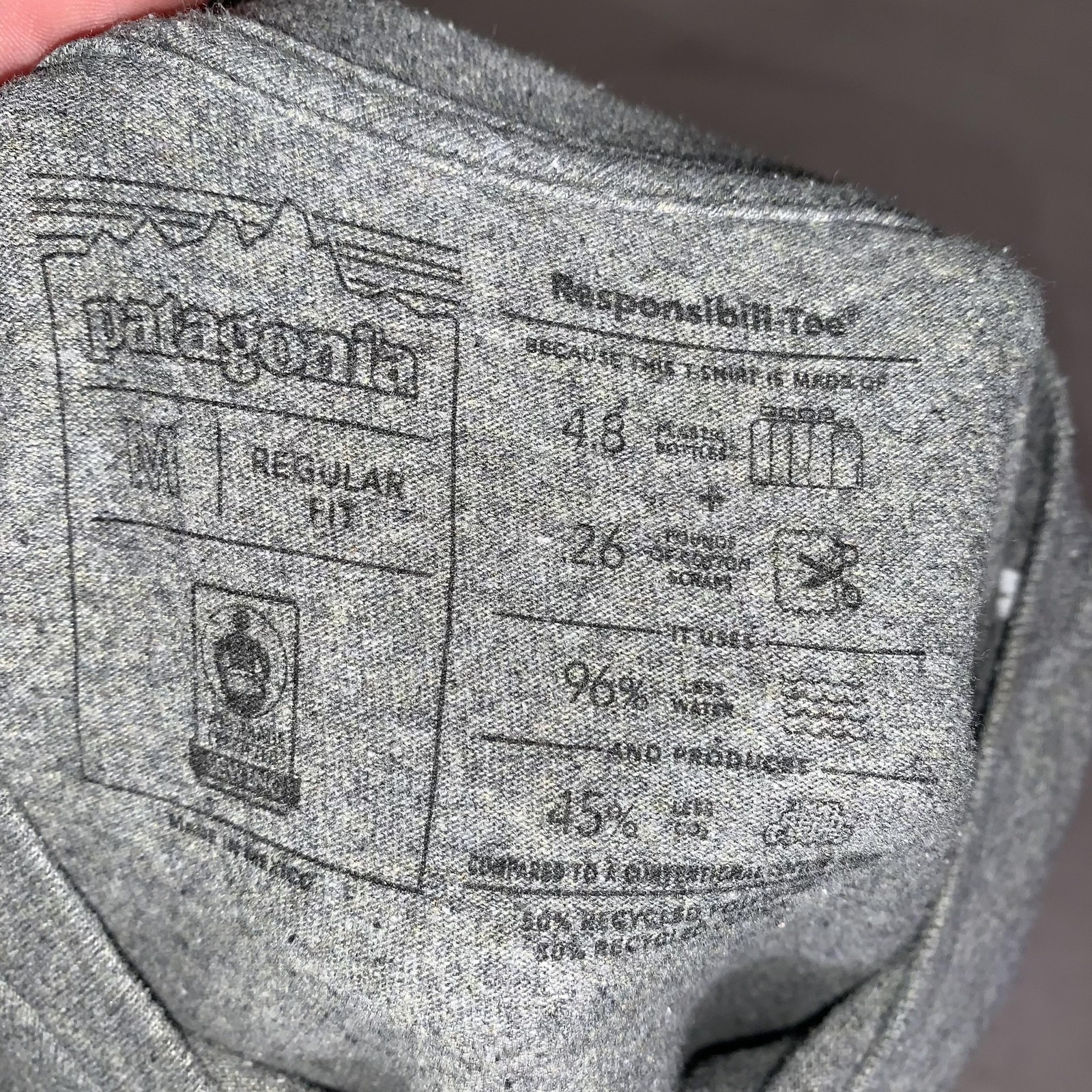 Patagonia Shirt Mens Medium Gray Responsibili-Tee P-6 Logo Mountain Short Sleeve