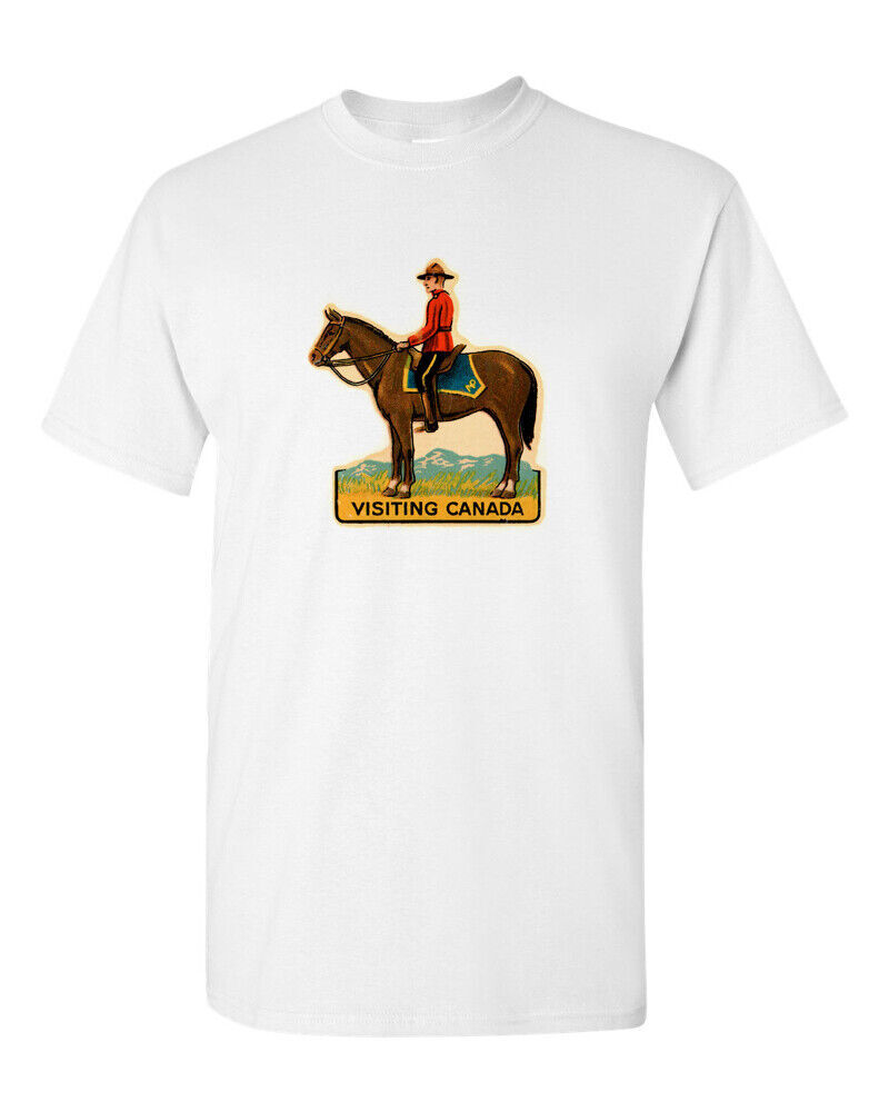 T Shirt Vtg Travel Art Cotton Tourist Retro Vacation Visiting Canada Mountie