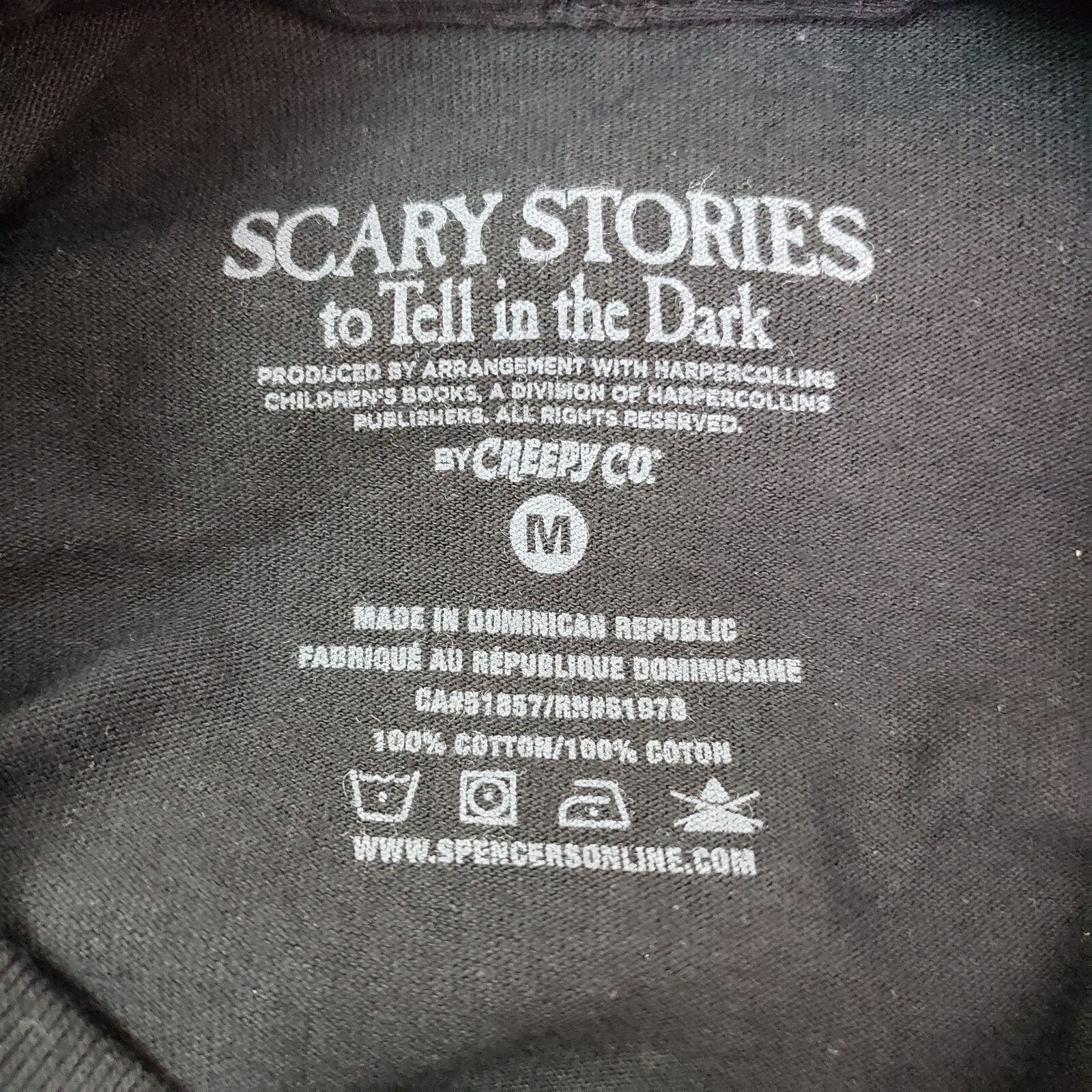 Spencers Scary Stories Adult Size M Black Halloween Short Sleeve Graphic T-Shirt