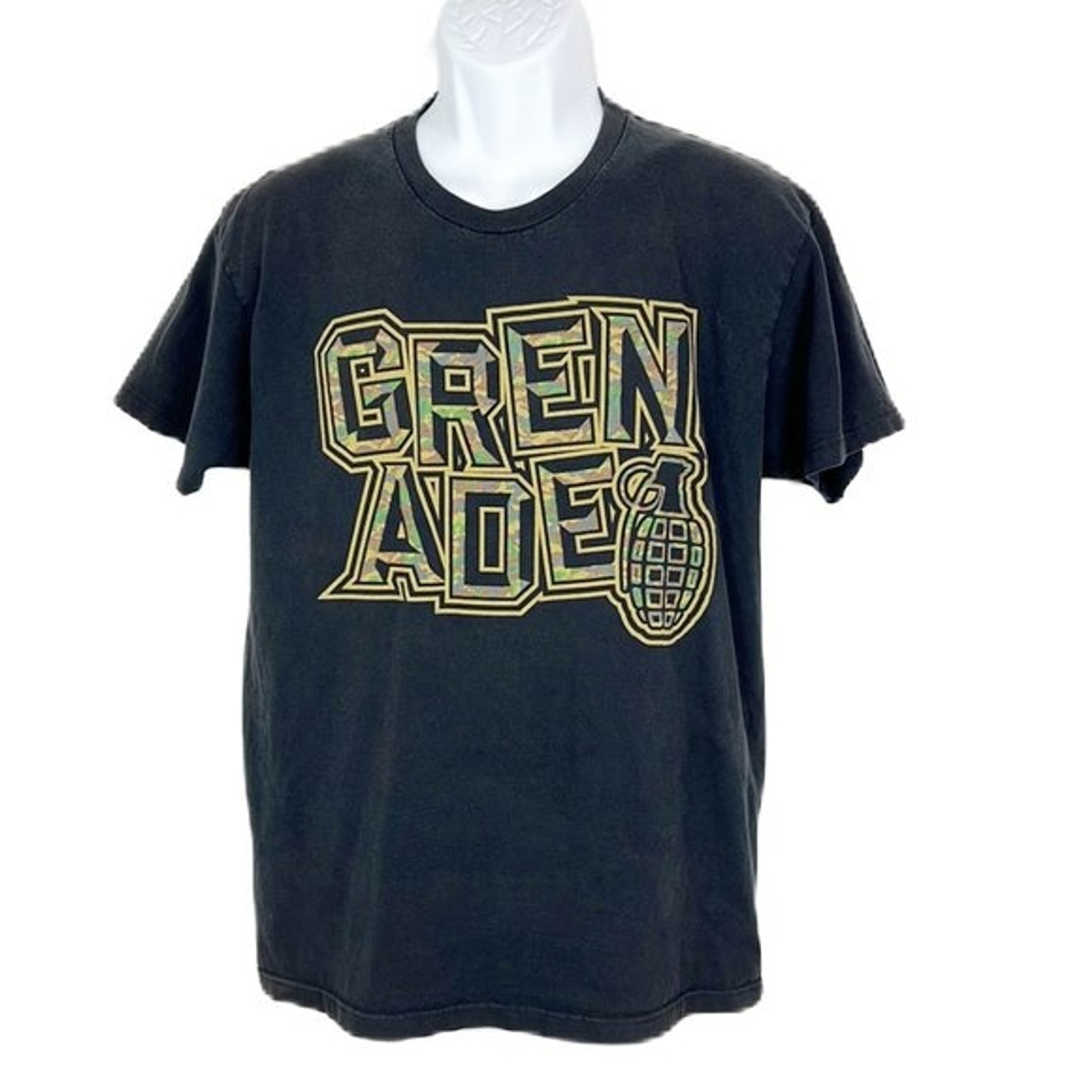 Grenade Shirt Men Medium Black Graphic Spellout Short Sleeve Tee Casual