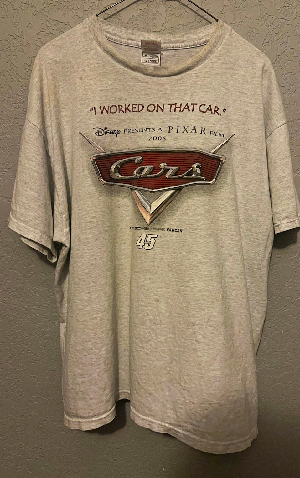 Disney Pixar Cars Graphic Print Gray Men’s XL Crew Neck Short Sleeve T-Shirt