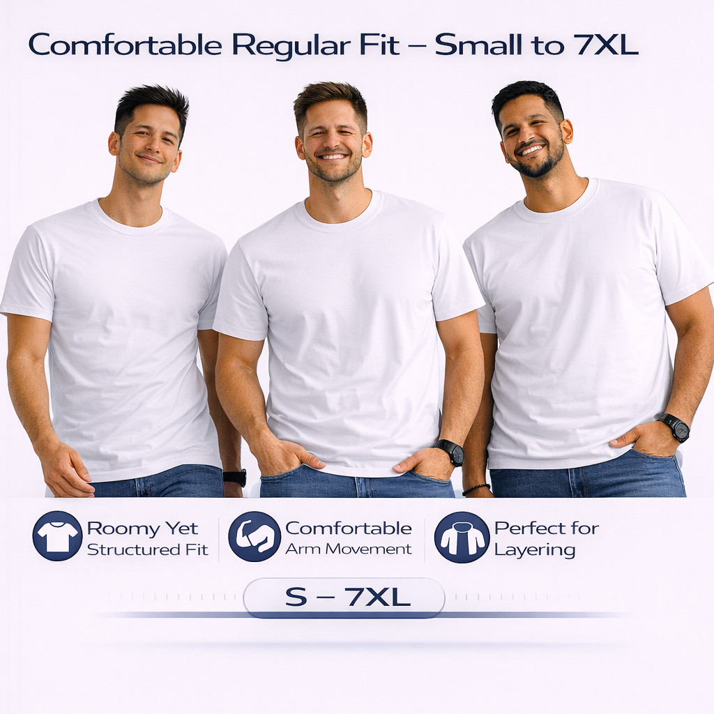 BILLIONHATS 6 Pack Men’s Bulk Big Tall Short Sleeve Cotton Lightweight T-Shirt