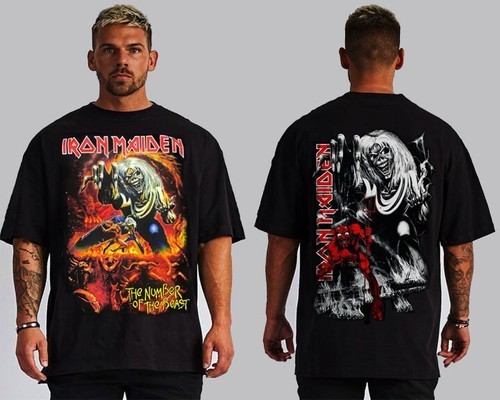 IRON MAIDEN THE NUMBER OF BEAST FRONT AND BACK PRINT HARD ROCK BLACK T SHIRT