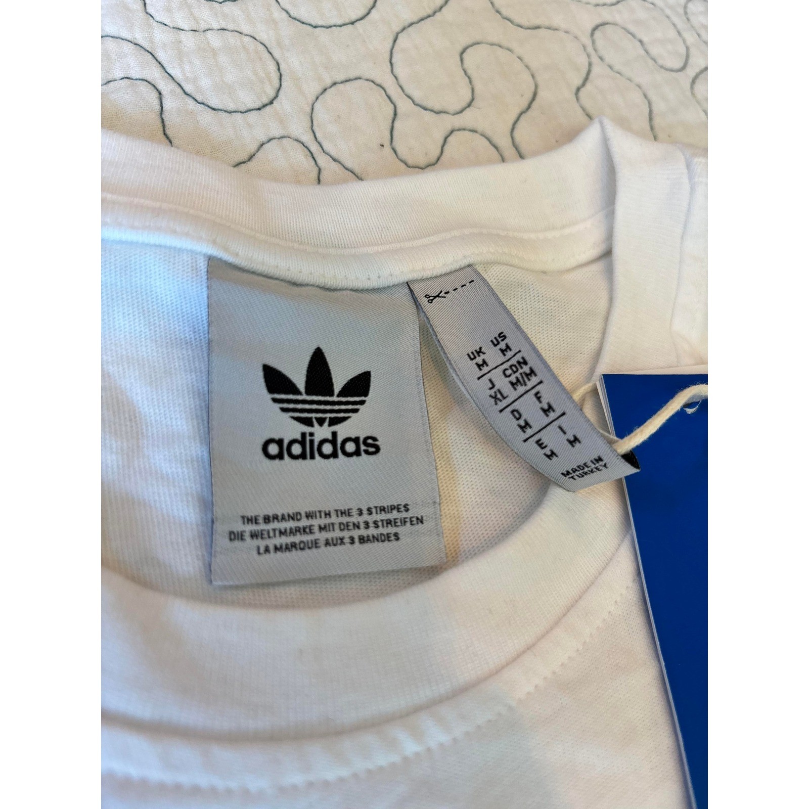 Adidas Originals Mens Trefoil Logo Graphic T-Shirt White Black Size Medium