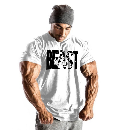 Men Gym Beast Bodybuilding Fitness Sport Workout Casual Cotton T-shirt Tee Vest