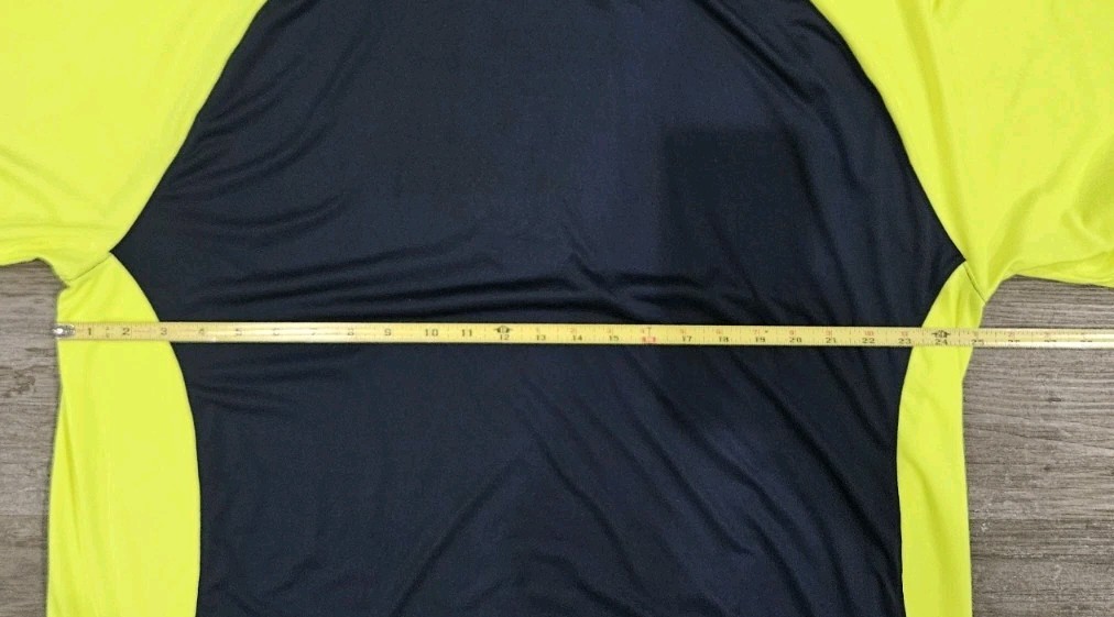 Mens XXL Two Tone Pullover BCG Navy Neon Yellow Short Sleeves Side Panels