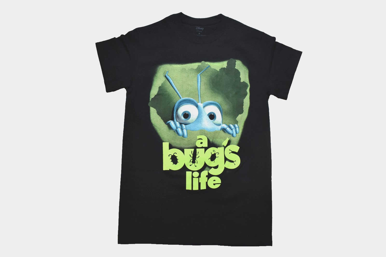 Disney Pixar A Bug’s Life Mens Flik Leaf Poster Graphic Black Shirt New Small