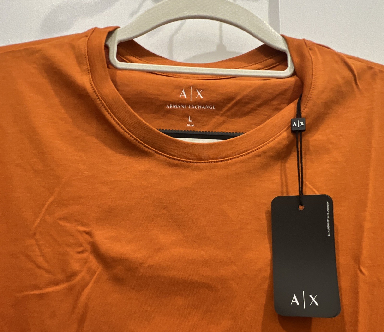 Armani Exchange Men’s Orange Solid Logo Short Sleeve Crew Neck T-Shirt Size L