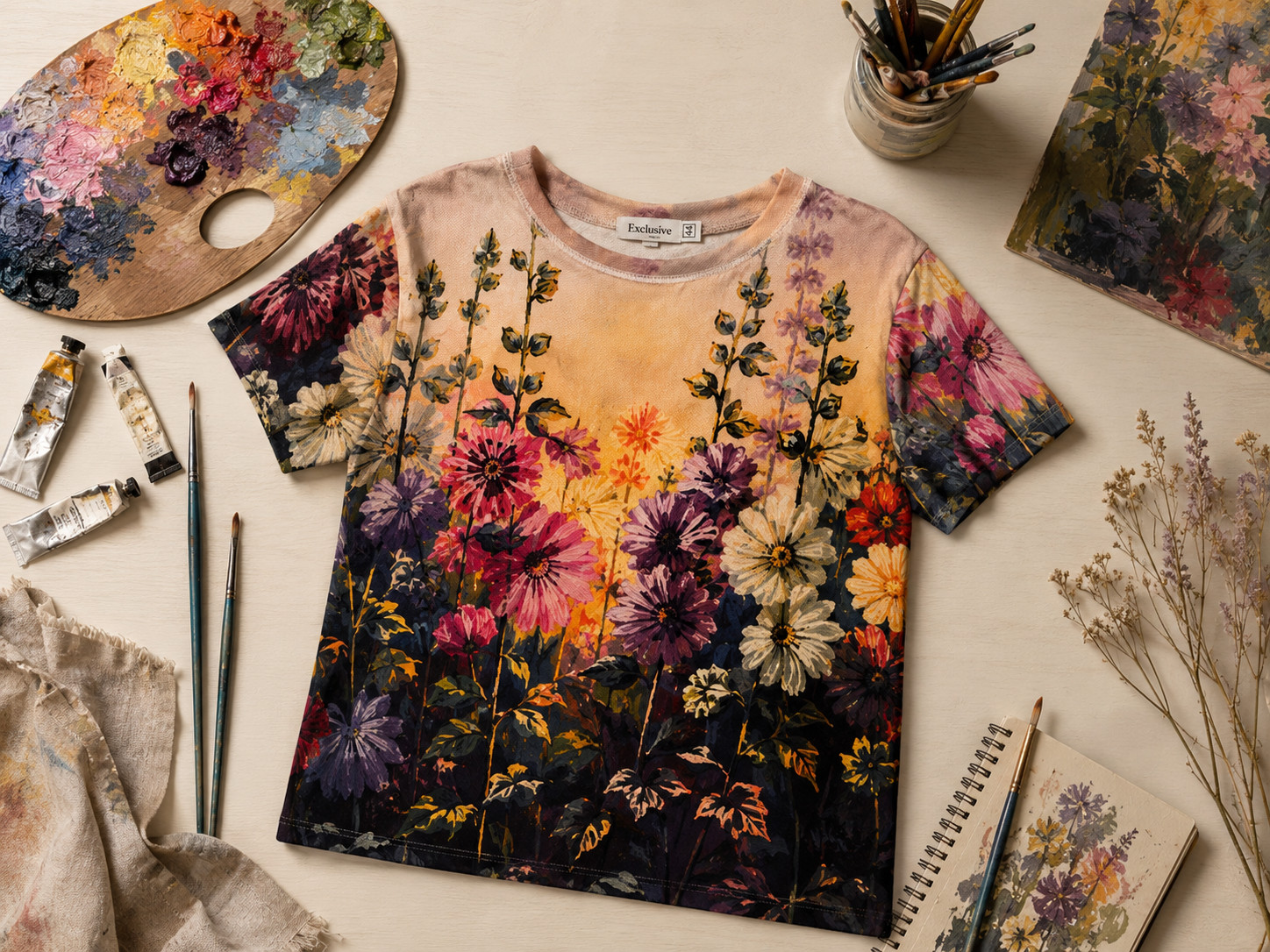 Wearable Art T-Shirt Floral Garden Print by Natalia Savchenko Women’s To Ukraine