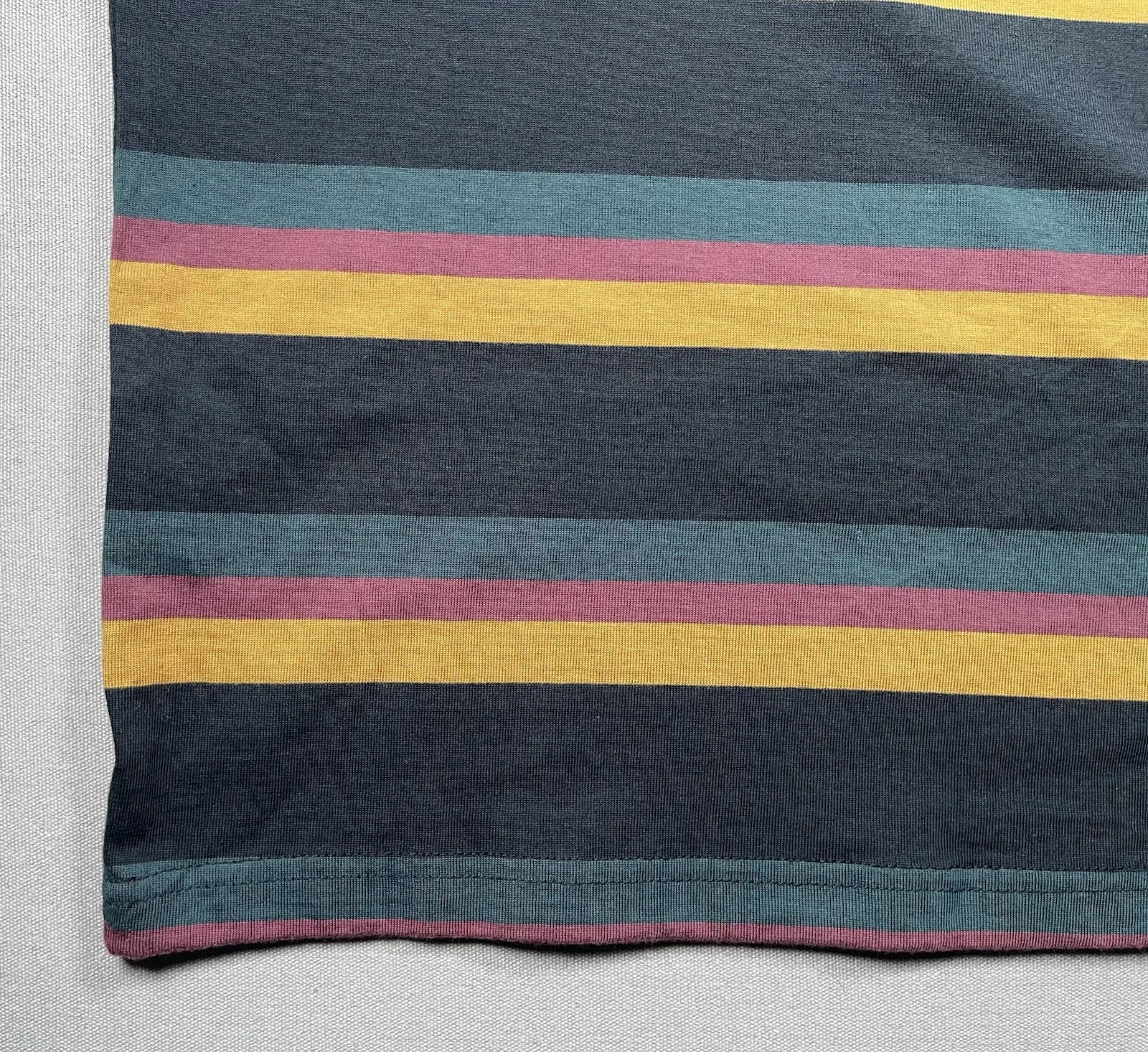 Welcome Skateboards Medius Multi Colored Black Stripe Tee Shirt- Men Size Medium