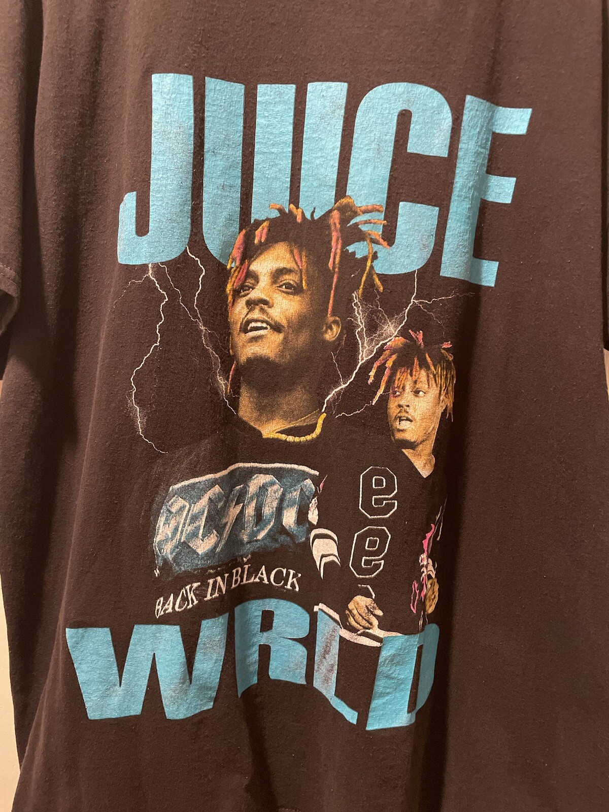Juice Wrld Shirt Back in Black Crewneck Graphic AC/DC No Tags. XL Chest 47