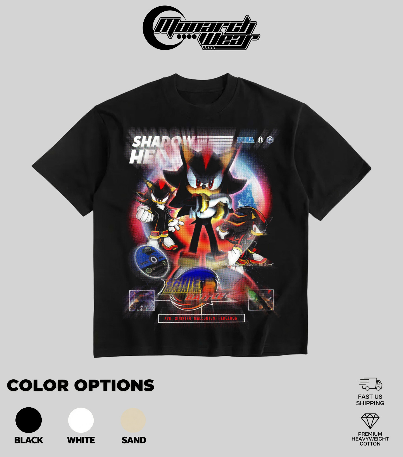 Monarch Wear “Shadow the Hedgehog” SEGA Retro Platformer Gaming T-Shirt