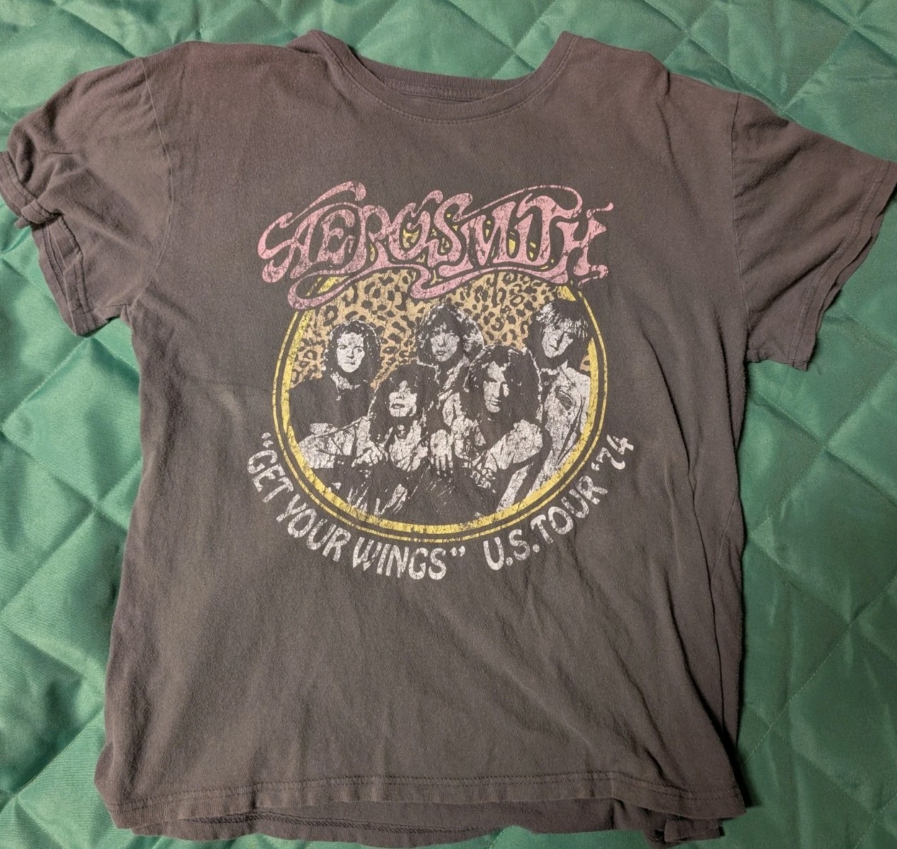 Men’s Aerosmith Get Your Wings Tour 1974 Grey T Shirt Size Xl