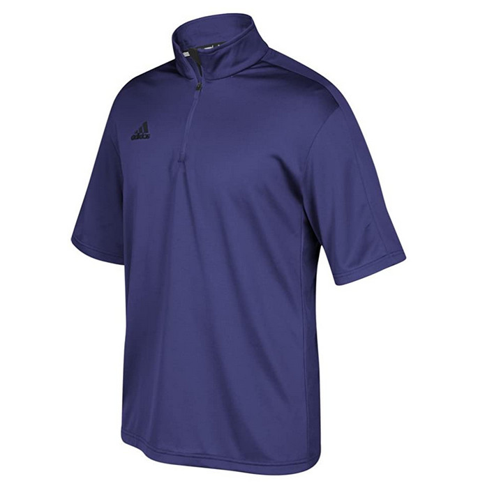 adidas Game Built Short Sleeve Quarter-Zip Top Mens Multi-Sport Purple/Black 2XL