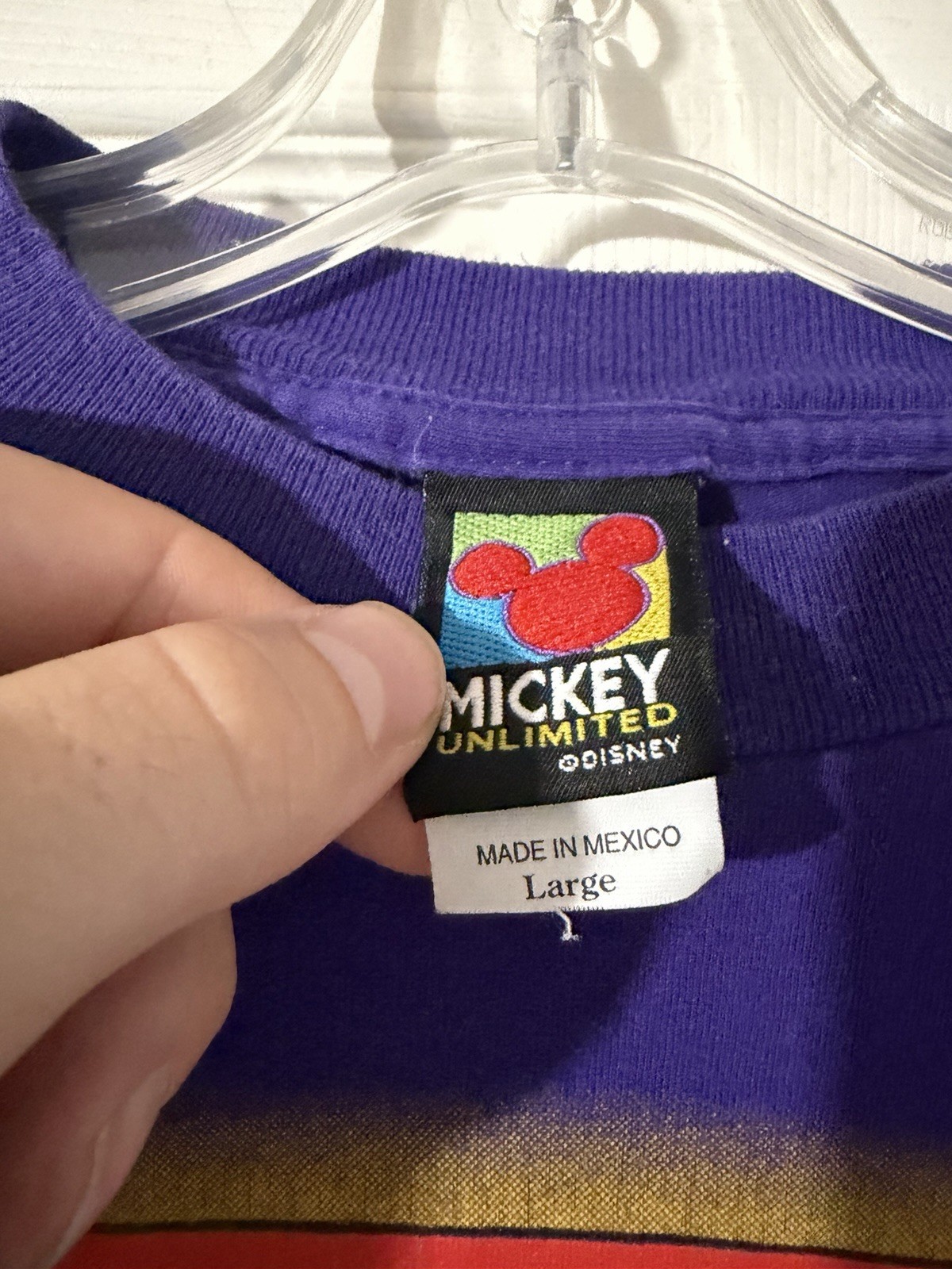Vintage Mickey Unlimited Shirt Sz L Purple Minnie Donald Goofy Daisy Pluto