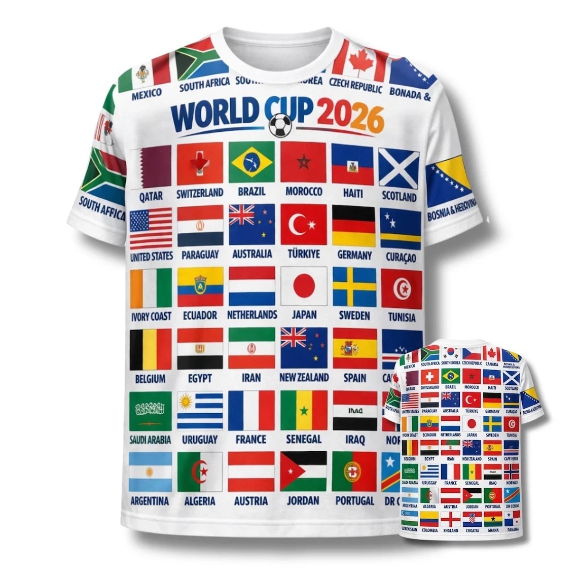 World Cup 2026 Flags Shirt 3D Soccer Fan International Teams T-Shirt