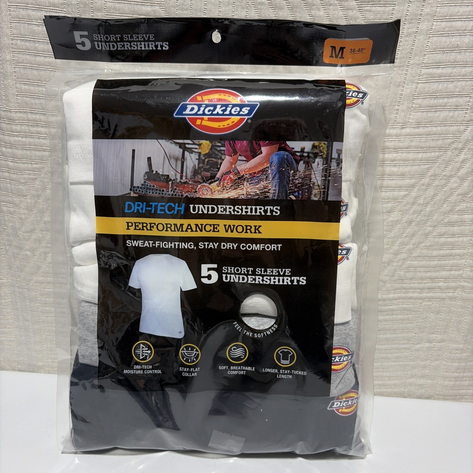 Dickies Dri Tech Performance Work 5 Short Sleeve Undershirts Size M New Colors