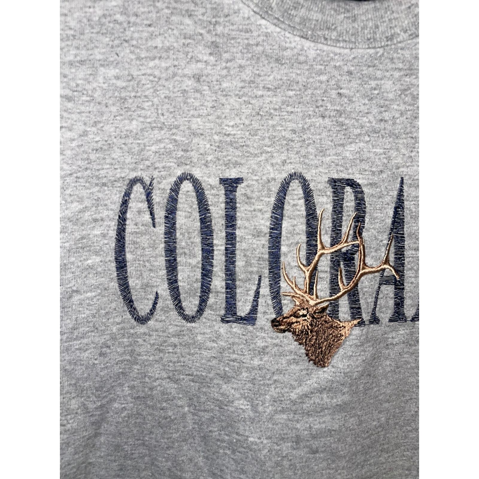 Y2K CO Colorado Elk Embroidery Gray Nature Shirt Tee 2000s M Medium