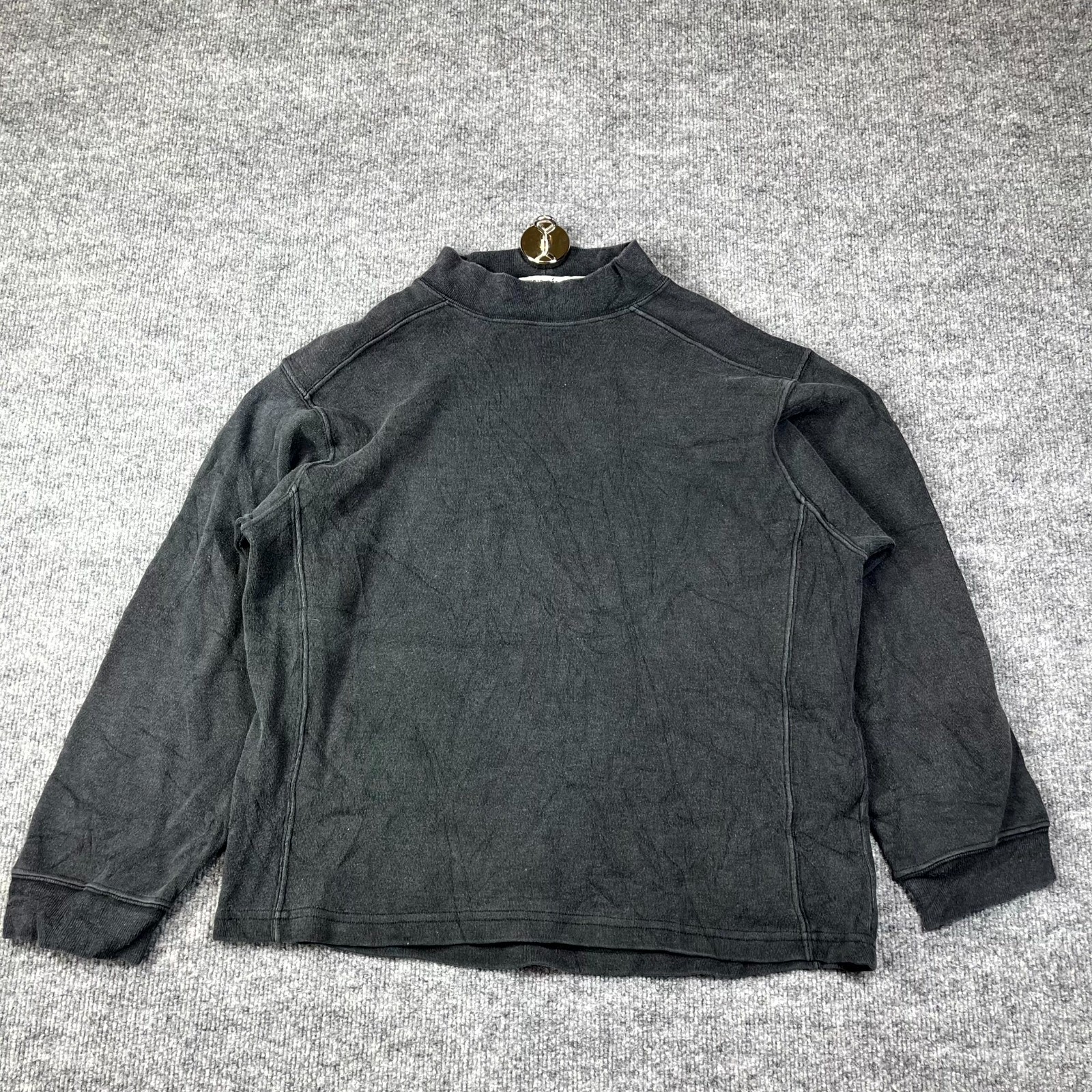 Studio Serie New York Shirt Mens Large Black Cotton Mock Neck Relaxed Flatlock