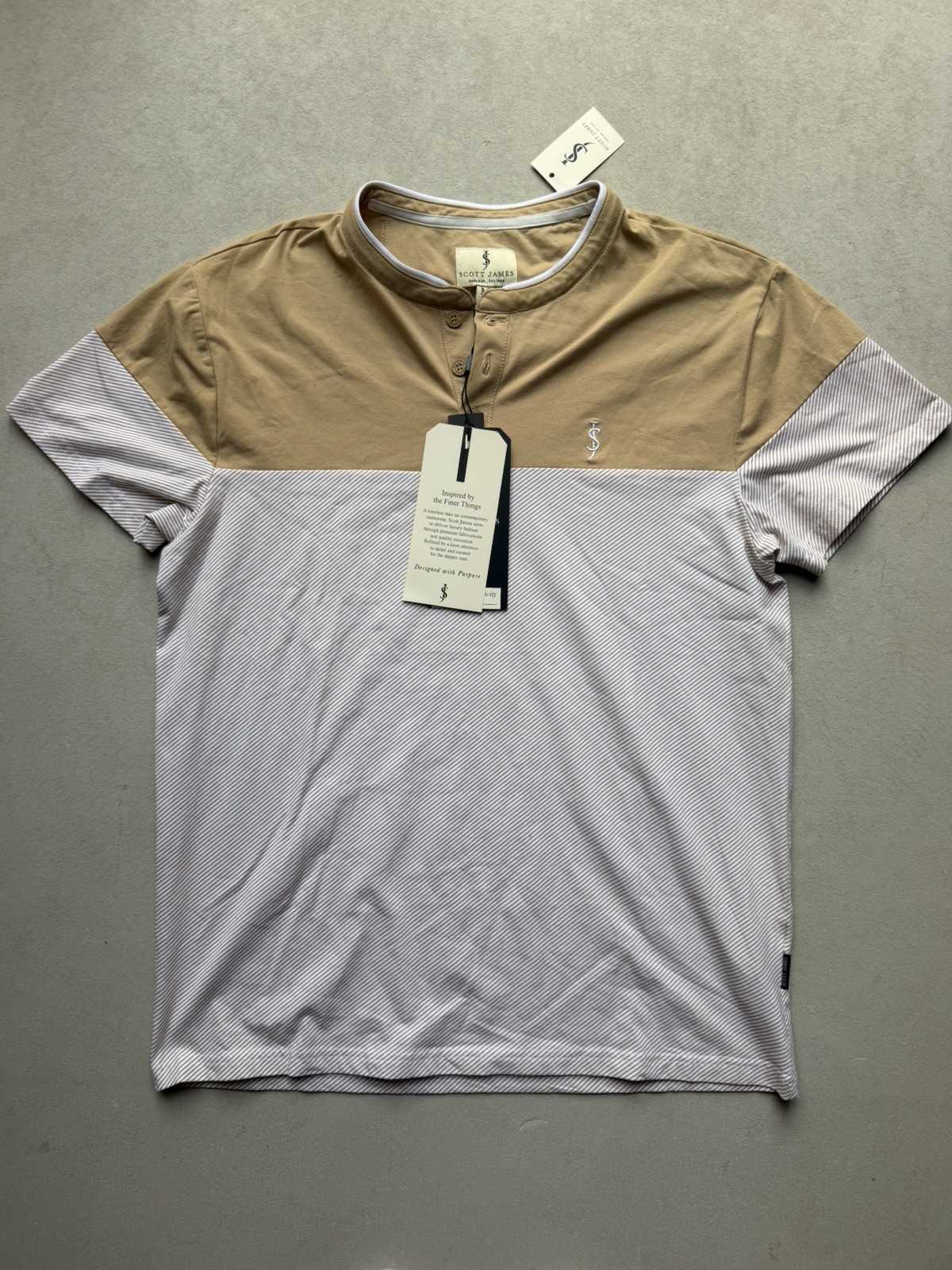Scott James Tan Beige Men T-Shirt New