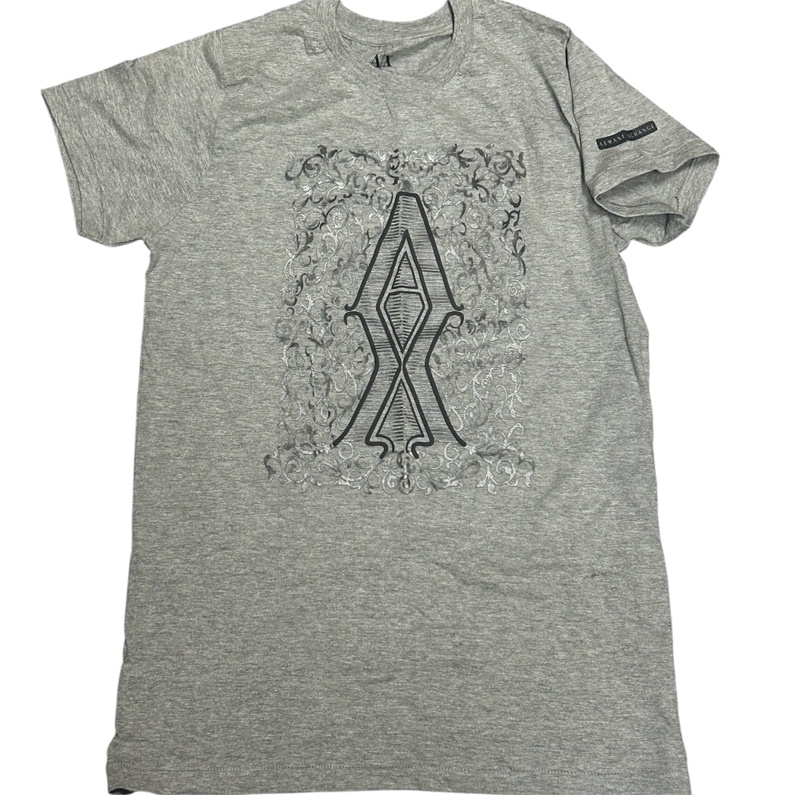 ARMANI EXCHANGE Heather Grey AX-11 Short Sleeve Slim Fit Designer Mens T-shirt