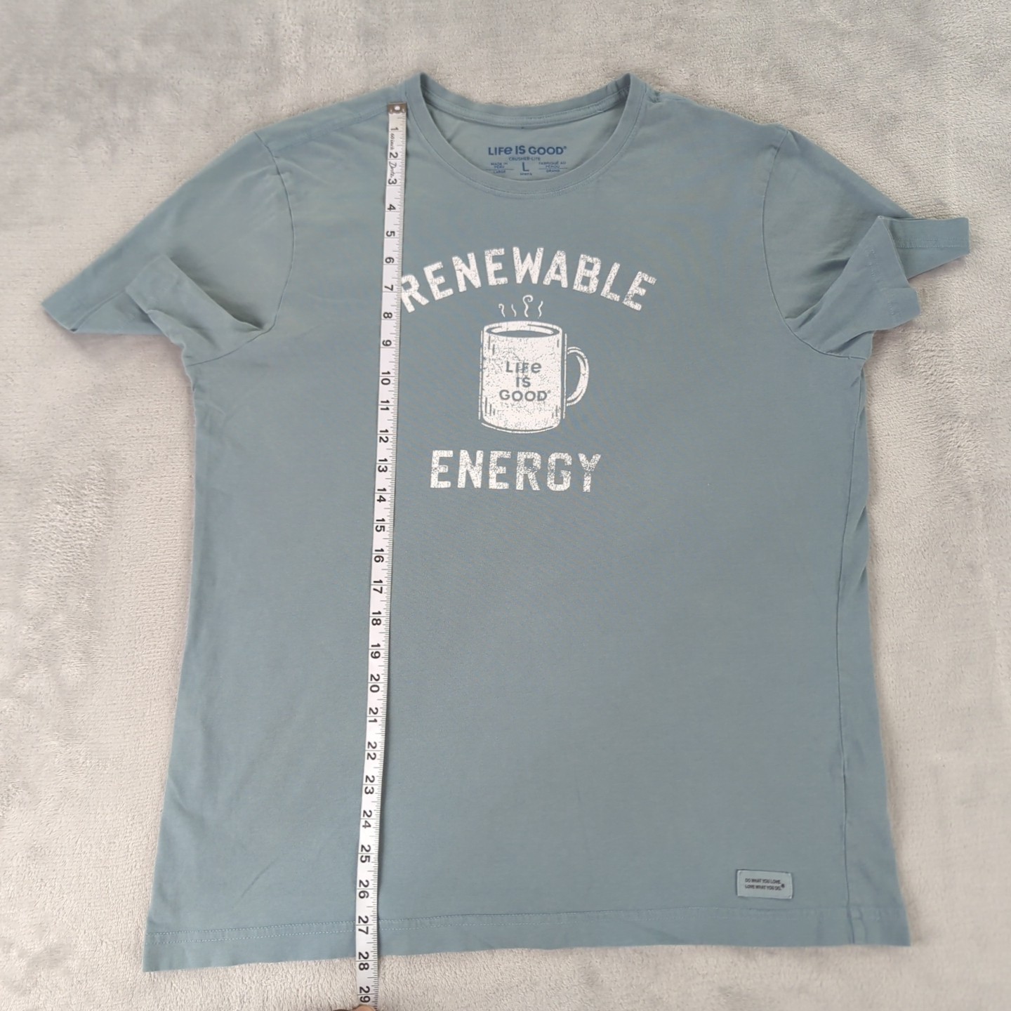 Life is Good T Shirt Coffee Renewable Energy Green Short Sleeve Men Large
