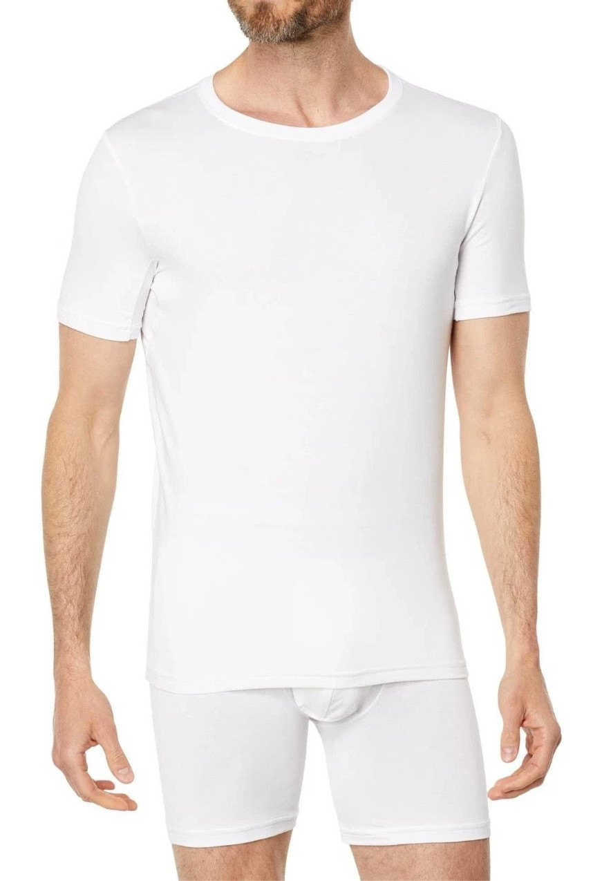 SPANX Mens Zero Sculpt Crewneck T-shirt Sz L, White Cotton & Modal NWT