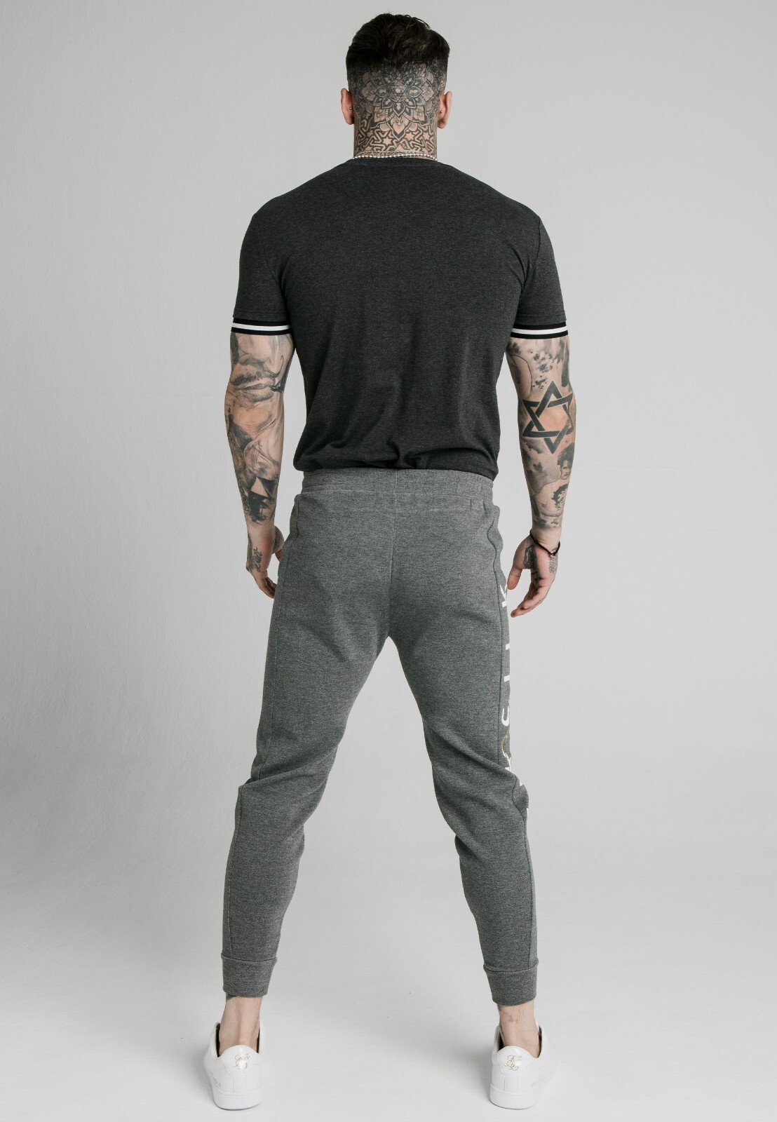 SikSilk Mens Charcoal Marl S/S Signature Gym Tee Extra Small