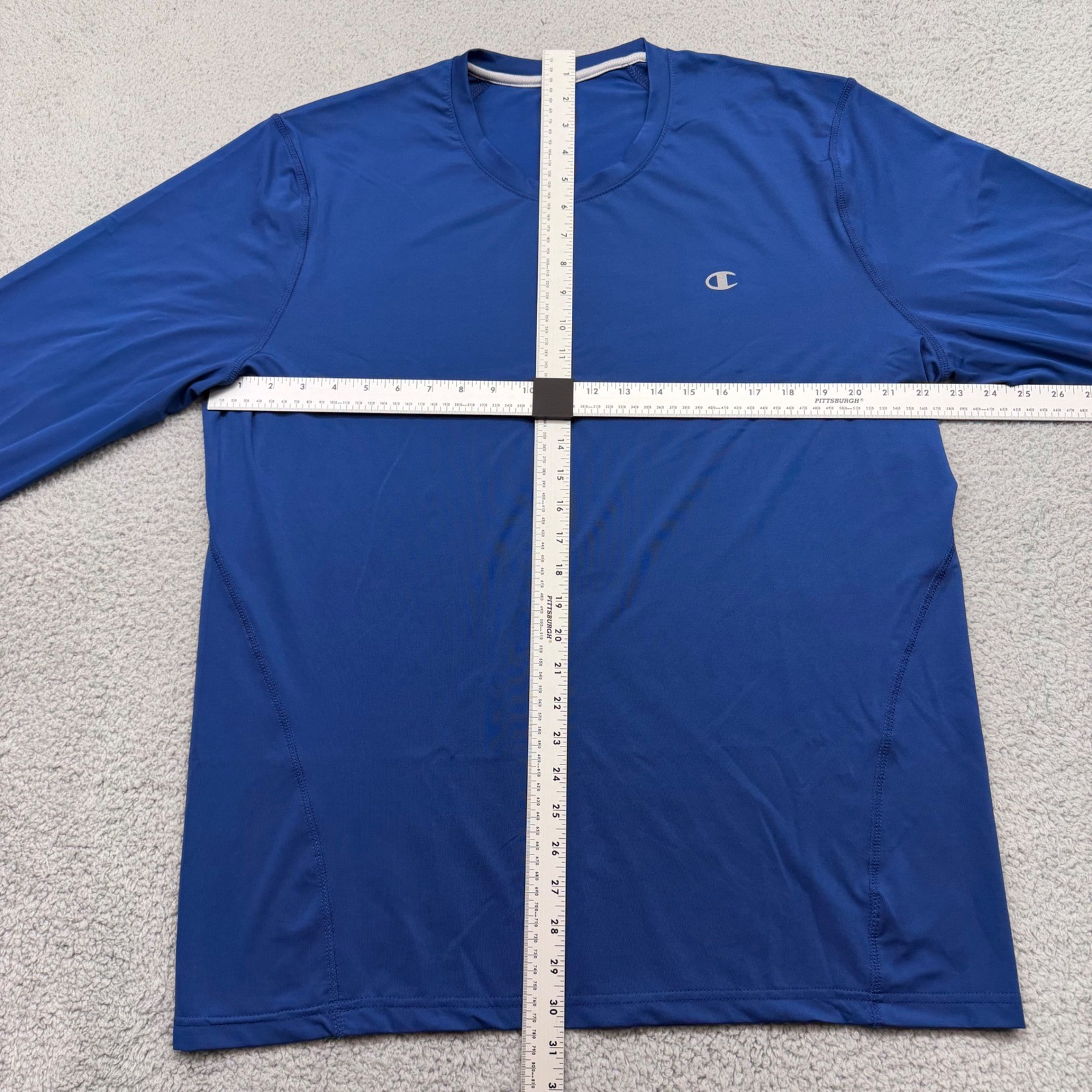 Champion Double Dry 516374 Mens XL Blue L/S Polyester/Spandex Performance Shirt