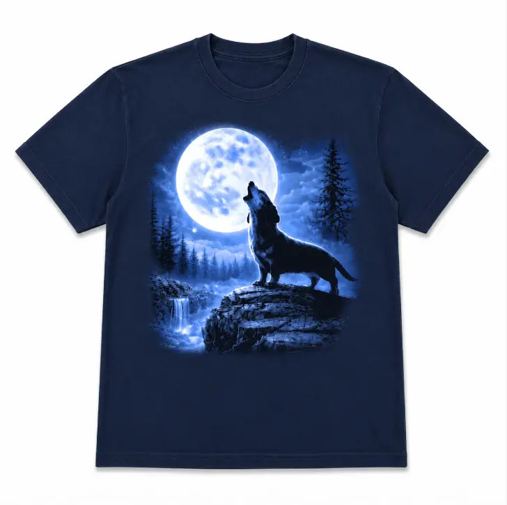 Retro Dachshund Moon T-Shirt Funny Wiener Dog Graphic Tee Dog Lover Gift
